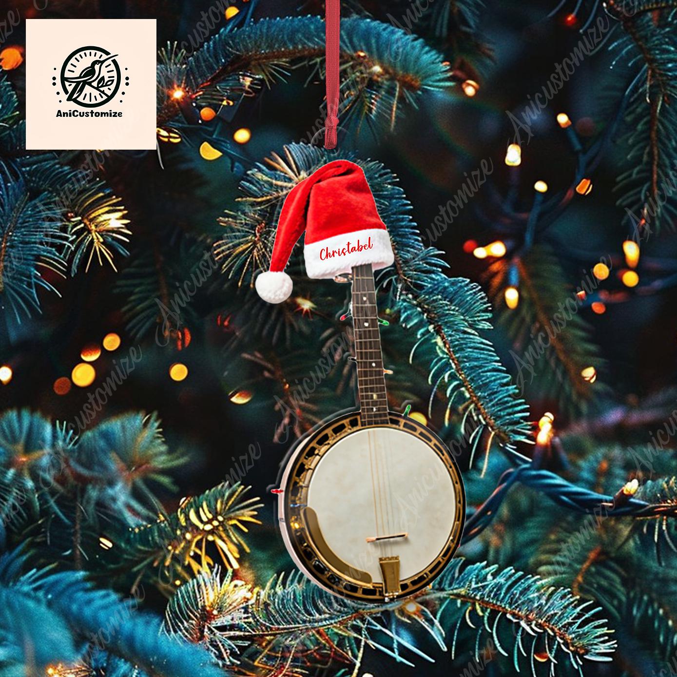 2D FLAT Personalized Banjo Ornament Decor, Banjo Artist Decor,Christmas Banjo Lover, Banjo Artist Gift Idea, Musician Decor,Music Lover Gift