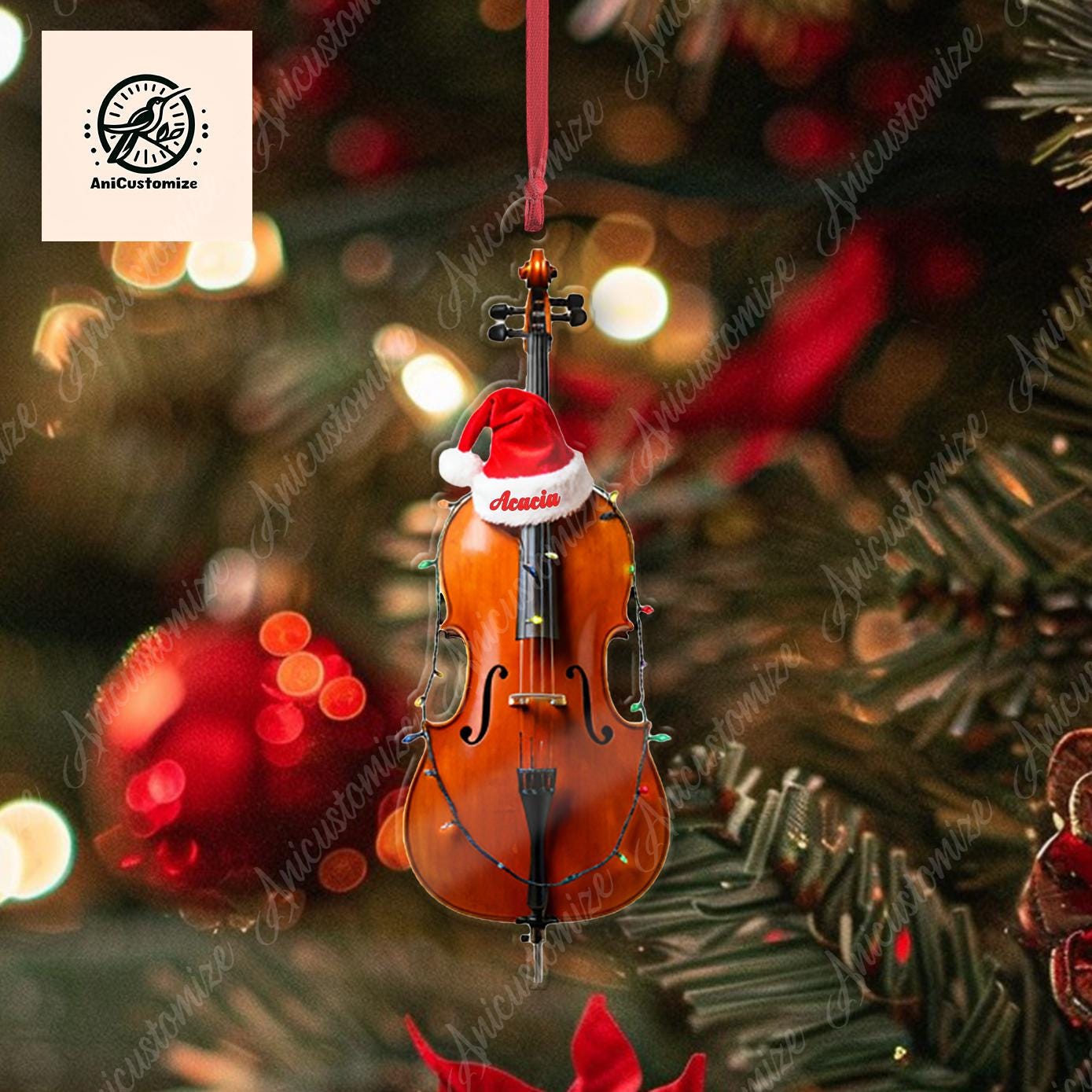 Personalized Cello 2D FLAT Ornament Decor, Cello Artist Decor,Christmas Cello Lover, Cello Artist Gift Idea, Musician Decor,Music Lover Gift