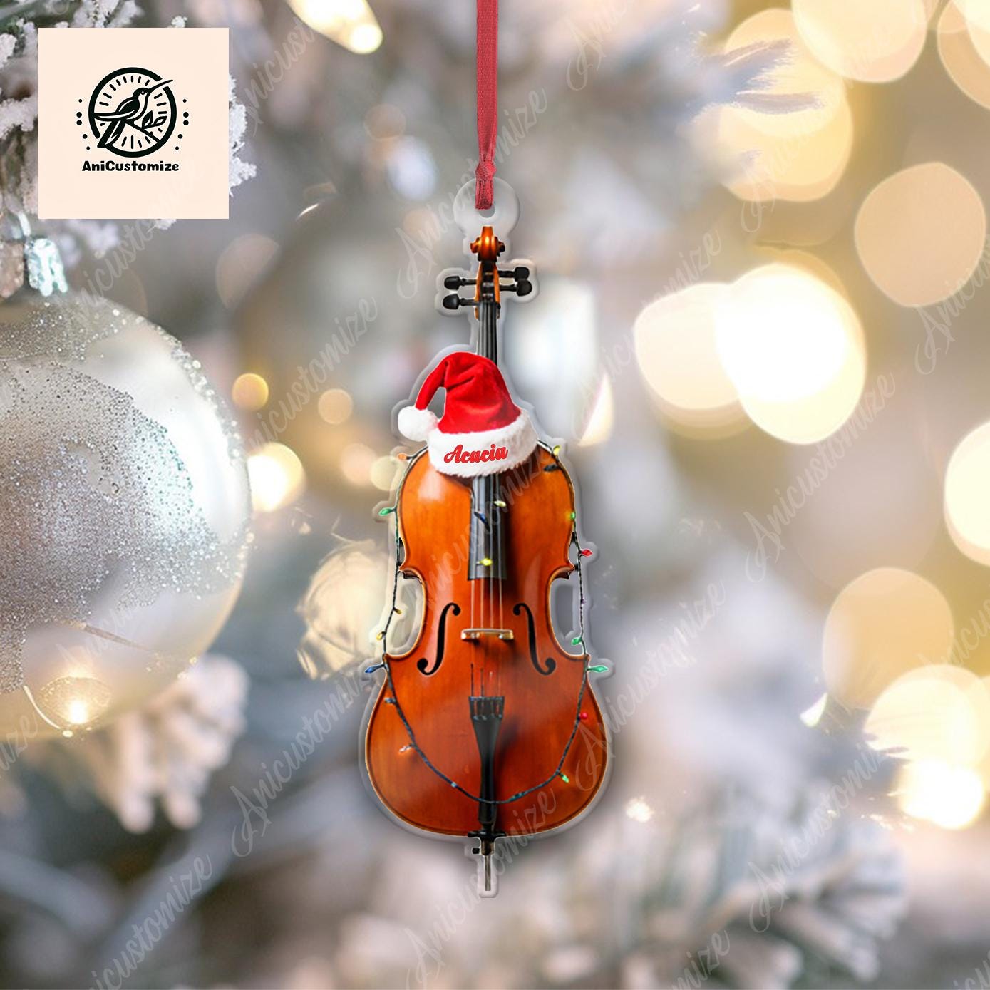 Personalized Cello 2D FLAT Ornament Decor, Cello Artist Decor,Christmas Cello Lover, Cello Artist Gift Idea, Musician Decor,Music Lover Gift