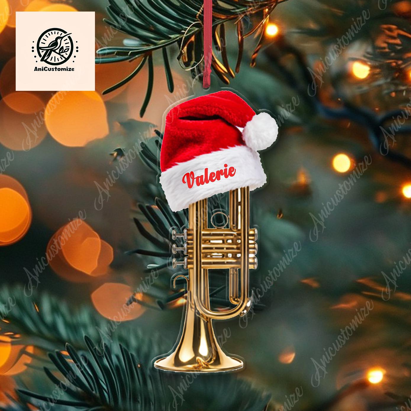 Personalized Trumpet 2D FLAT Ornament , Trumpet Artist Decor,Christmas Trumpet Lover, Trumpet  Artist Gift Idea, Musician Decor, Music decor