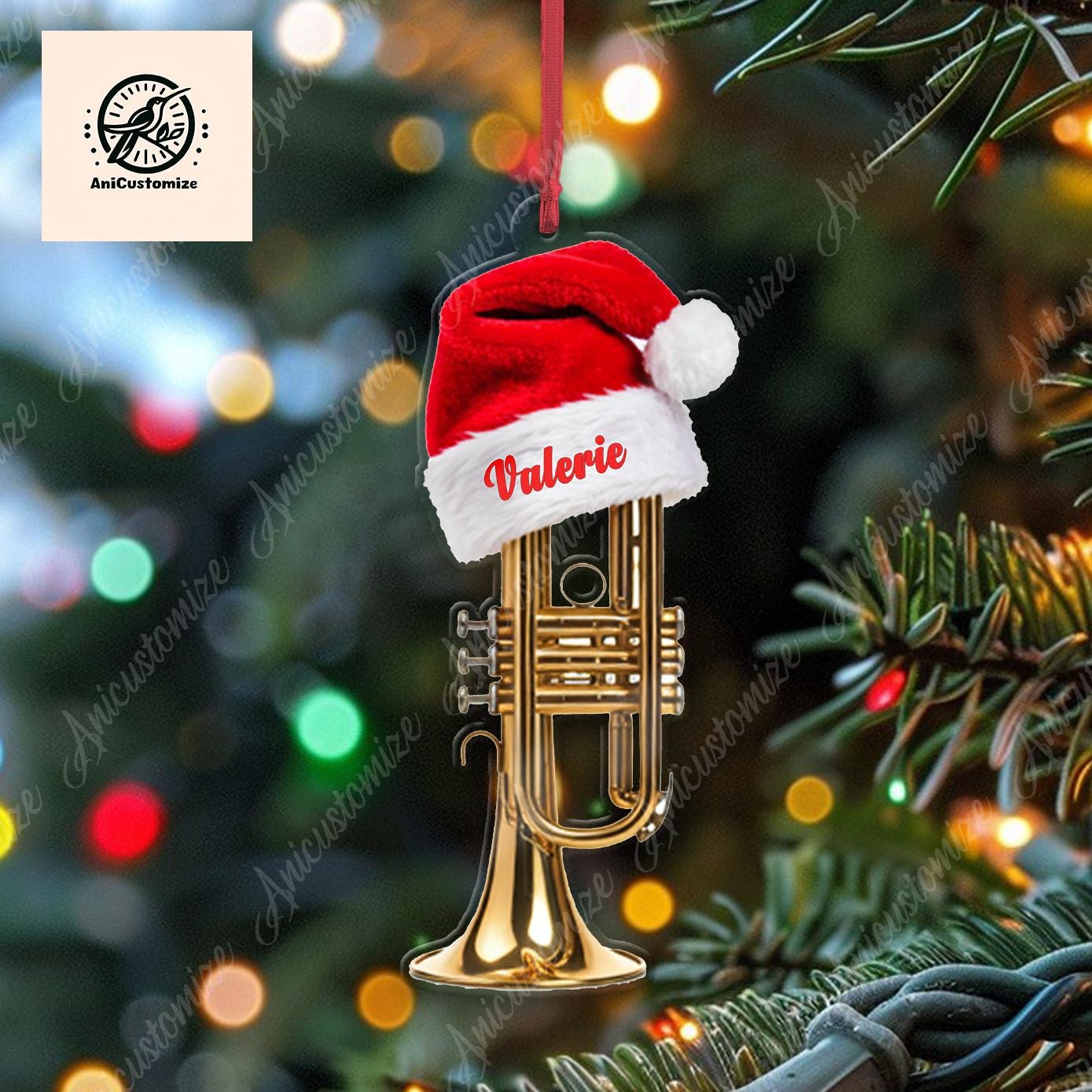 Personalized Trumpet 2D FLAT Ornament , Trumpet Artist Decor,Christmas Trumpet Lover, Trumpet  Artist Gift Idea, Musician Decor, Music decor