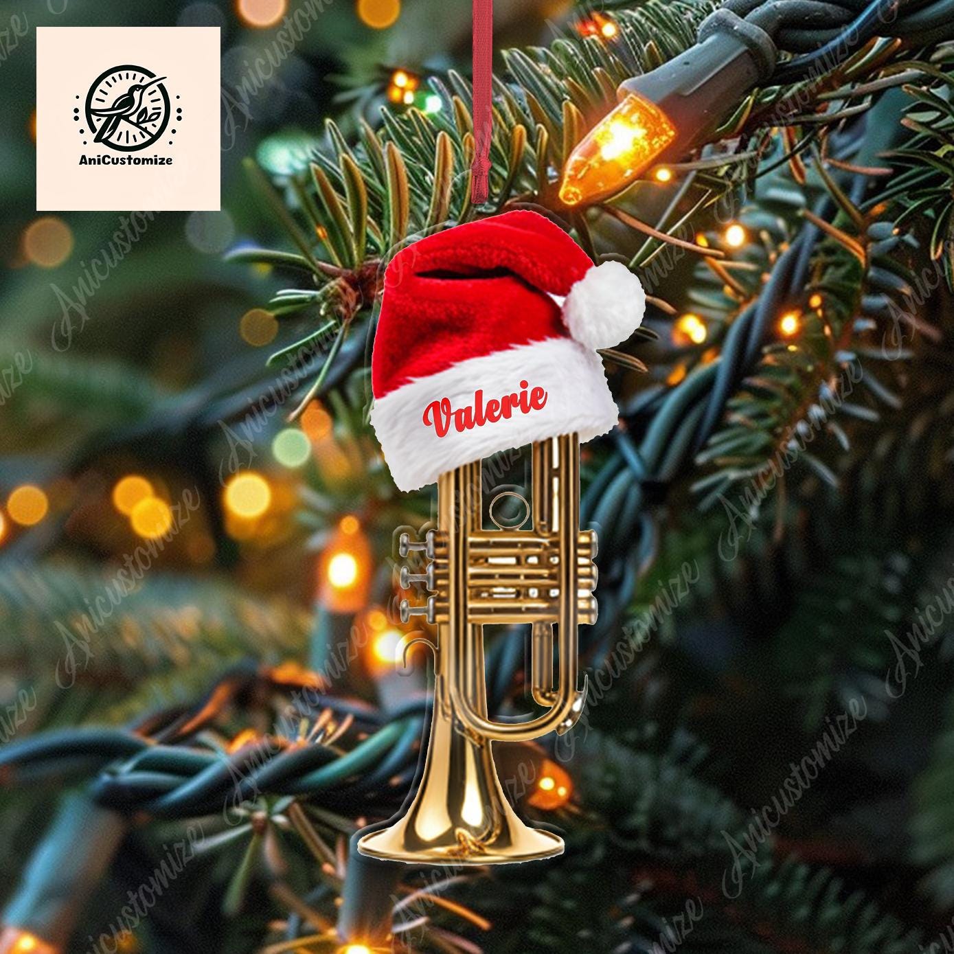 Personalized Trumpet 2D FLAT Ornament , Trumpet Artist Decor,Christmas Trumpet Lover, Trumpet  Artist Gift Idea, Musician Decor, Music decor