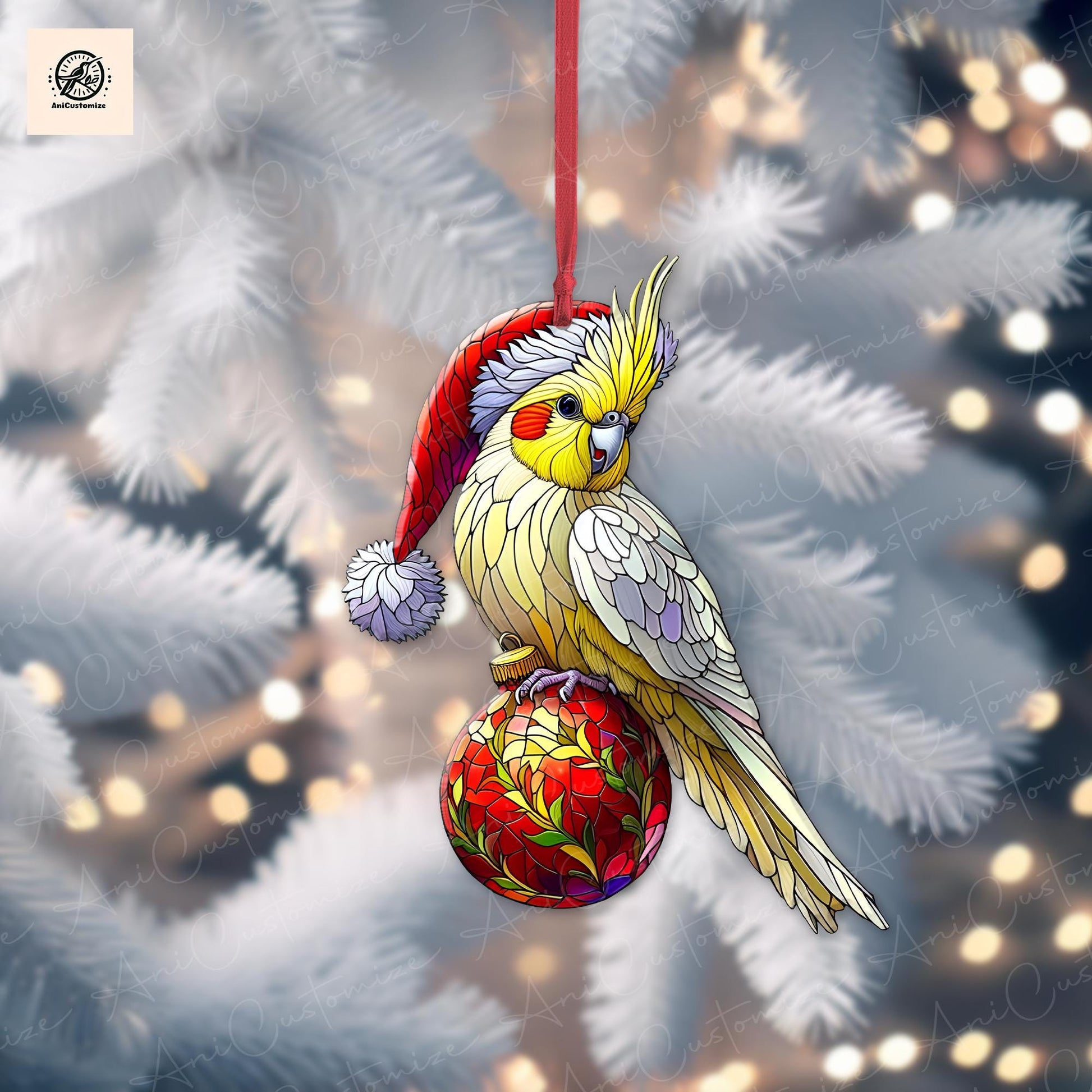 Christmas Cockatiel Ornament Decor, Christmas Bird Decor, Cockatiel Lover Gift, Bird Ornament, Funny Xmas Decor, Funny Xmas Gift,Bird Gift