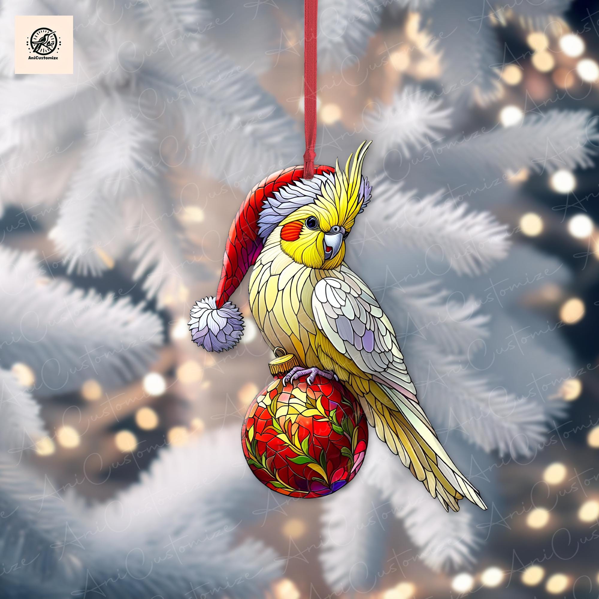 Christmas Cockatiel Ornament Decor, Christmas Bird Decor, Cockatiel Lover Gift, Bird Ornament, Funny Xmas Decor, Funny Xmas Gift,Bird Gift