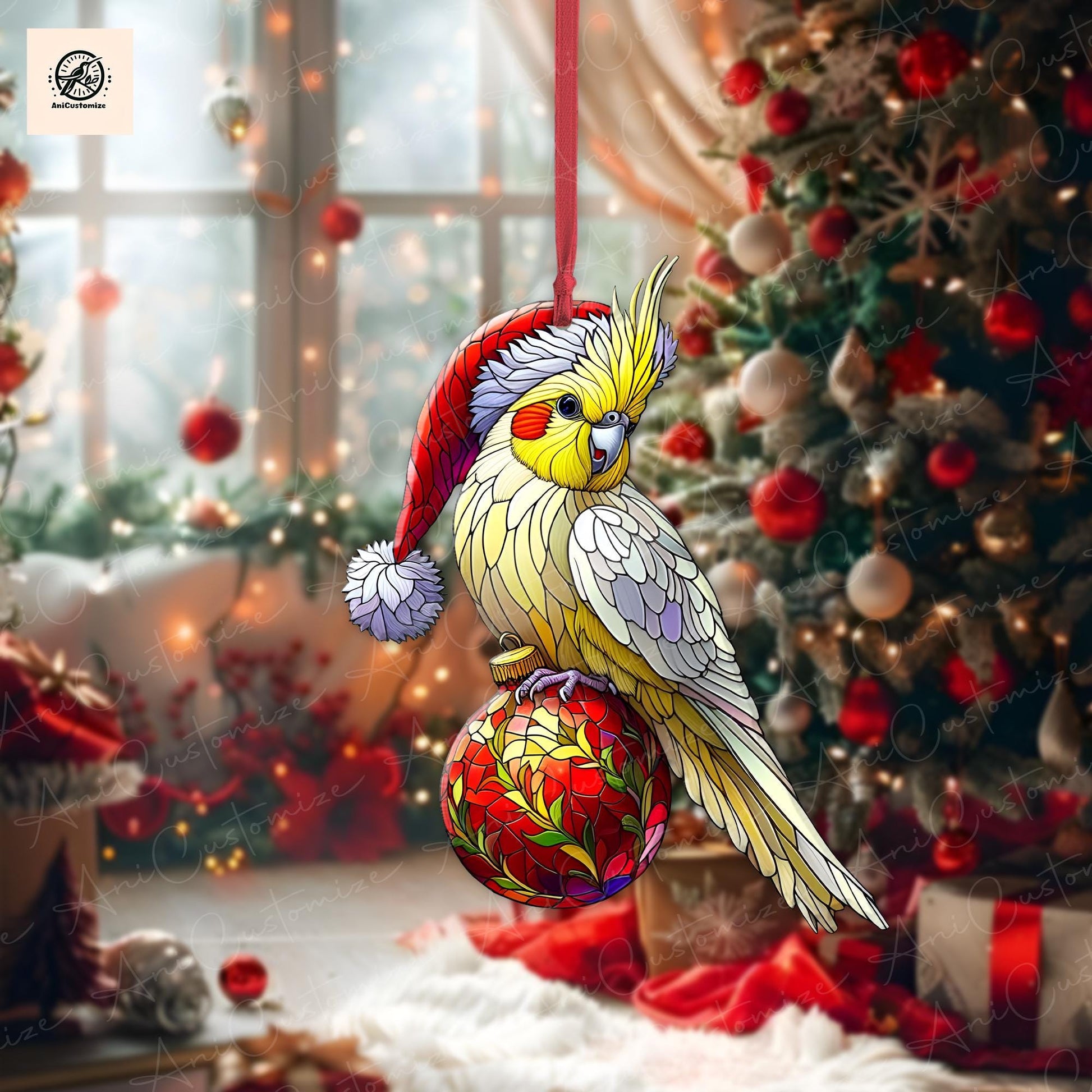 Christmas Cockatiel Ornament Decor, Christmas Bird Decor, Cockatiel Lover Gift, Bird Ornament, Funny Xmas Decor, Funny Xmas Gift,Bird Gift