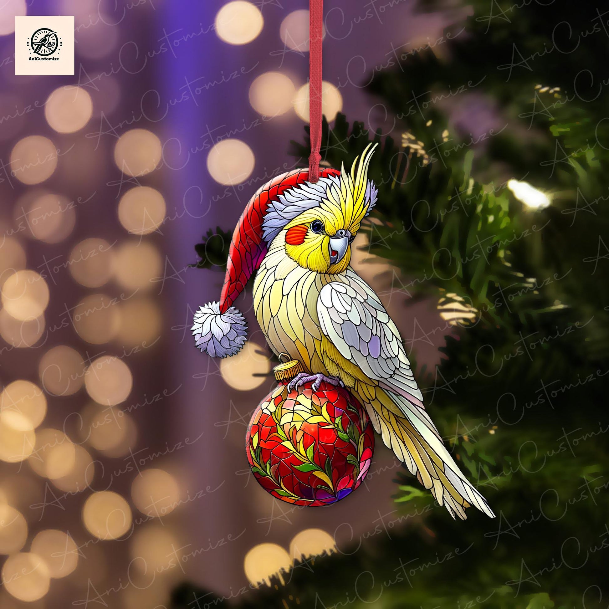 Christmas Cockatiel Ornament Decor, Christmas Bird Decor, Cockatiel Lover Gift, Bird Ornament, Funny Xmas Decor, Funny Xmas Gift,Bird Gift