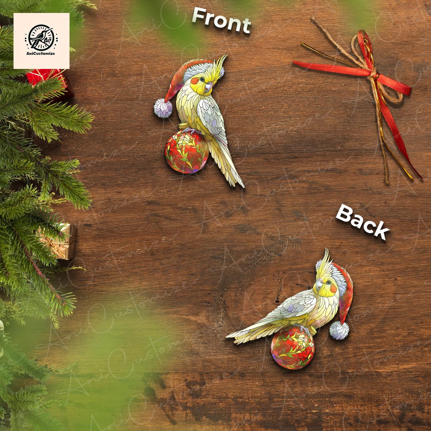 Christmas Cockatiel Ornament Decor, Christmas Bird Decor, Cockatiel Lover Gift, Bird Ornament, Funny Xmas Decor, Funny Xmas Gift,Bird Gift