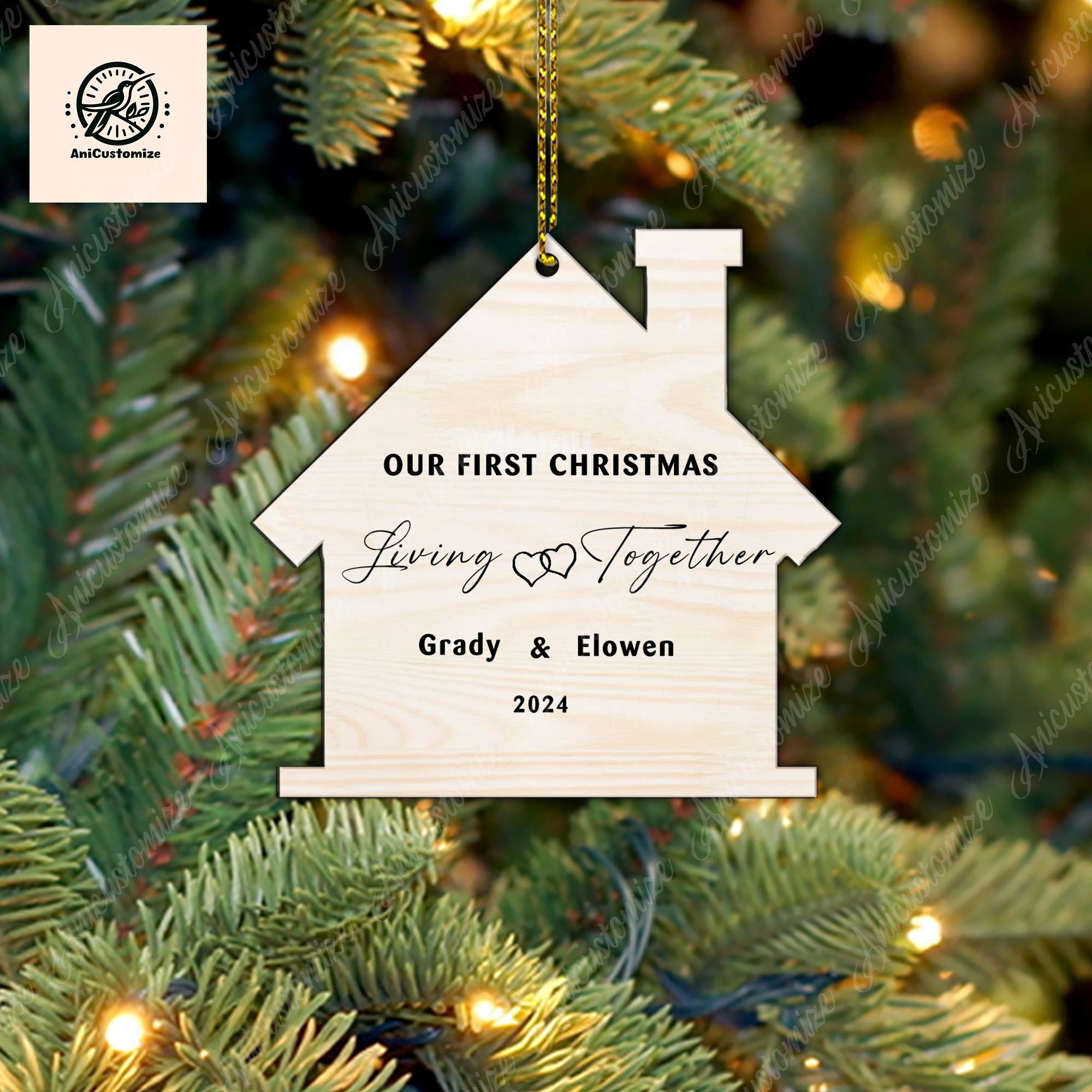 Out First Christmas Living Together Wood Ornament, Move In COuple Ornament, Christmas Couple Ornament, Custom Xmas Decor, New Couple Gift