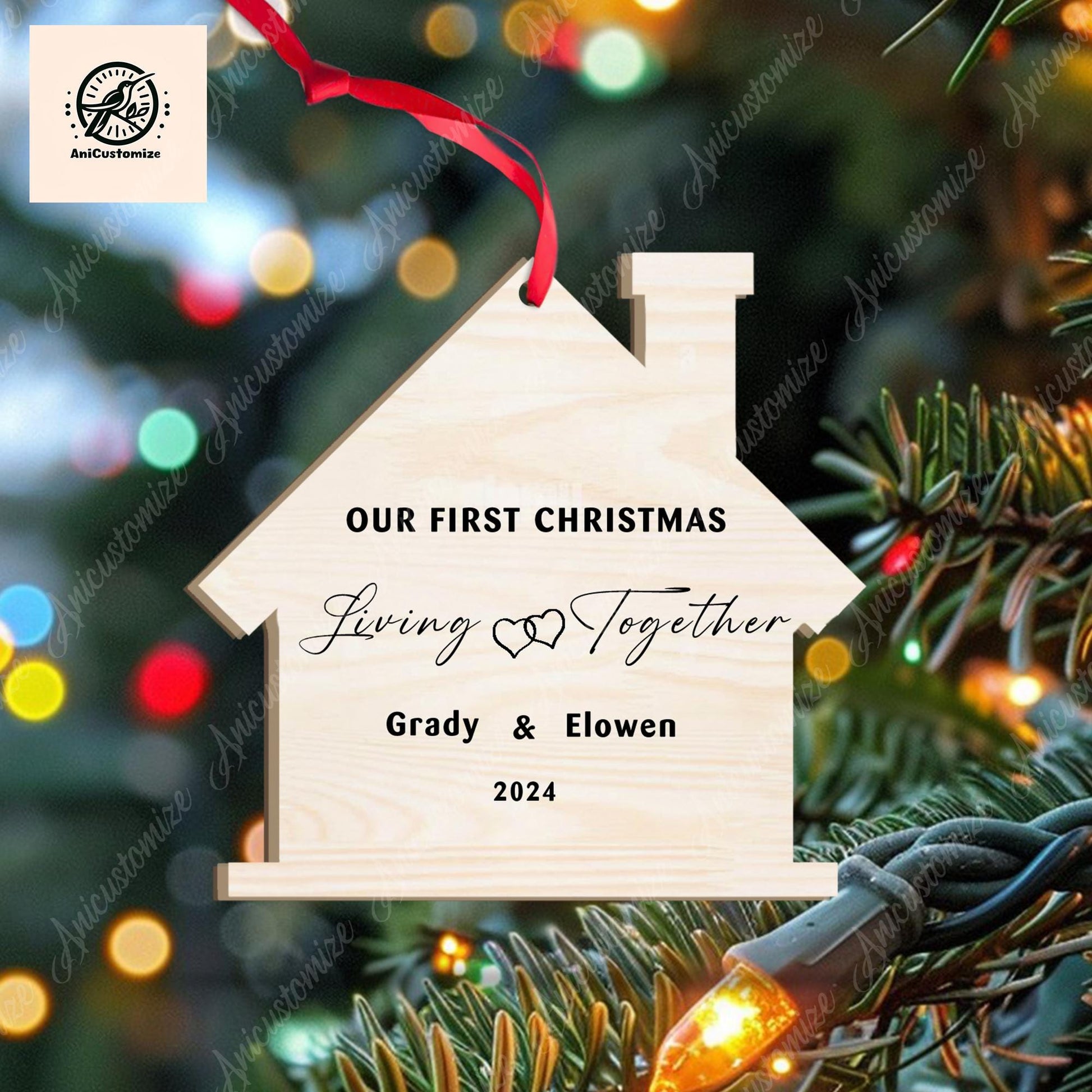 Out First Christmas Living Together Wood Ornament, Move In COuple Ornament, Christmas Couple Ornament, Custom Xmas Decor, New Couple Gift