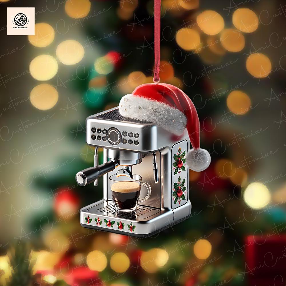 Personalized Coffee Machine 2D FLAT Ornament, Coffee Lover Decor, Coffee Machine Keepsake, Barista Decor, Xmas Gift For Her, Xmas Hanging