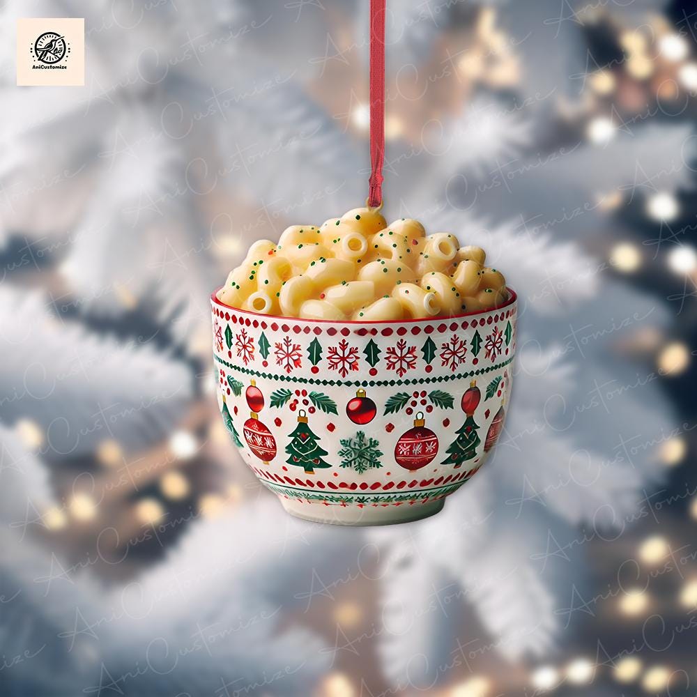 Macaroni and Cheese Mac 2D FLAT Ornament Deocr, Foodie Ornament Decor, Food Lover gift, Macaroni Lover, Food Ornament, Xmas Tree Decor