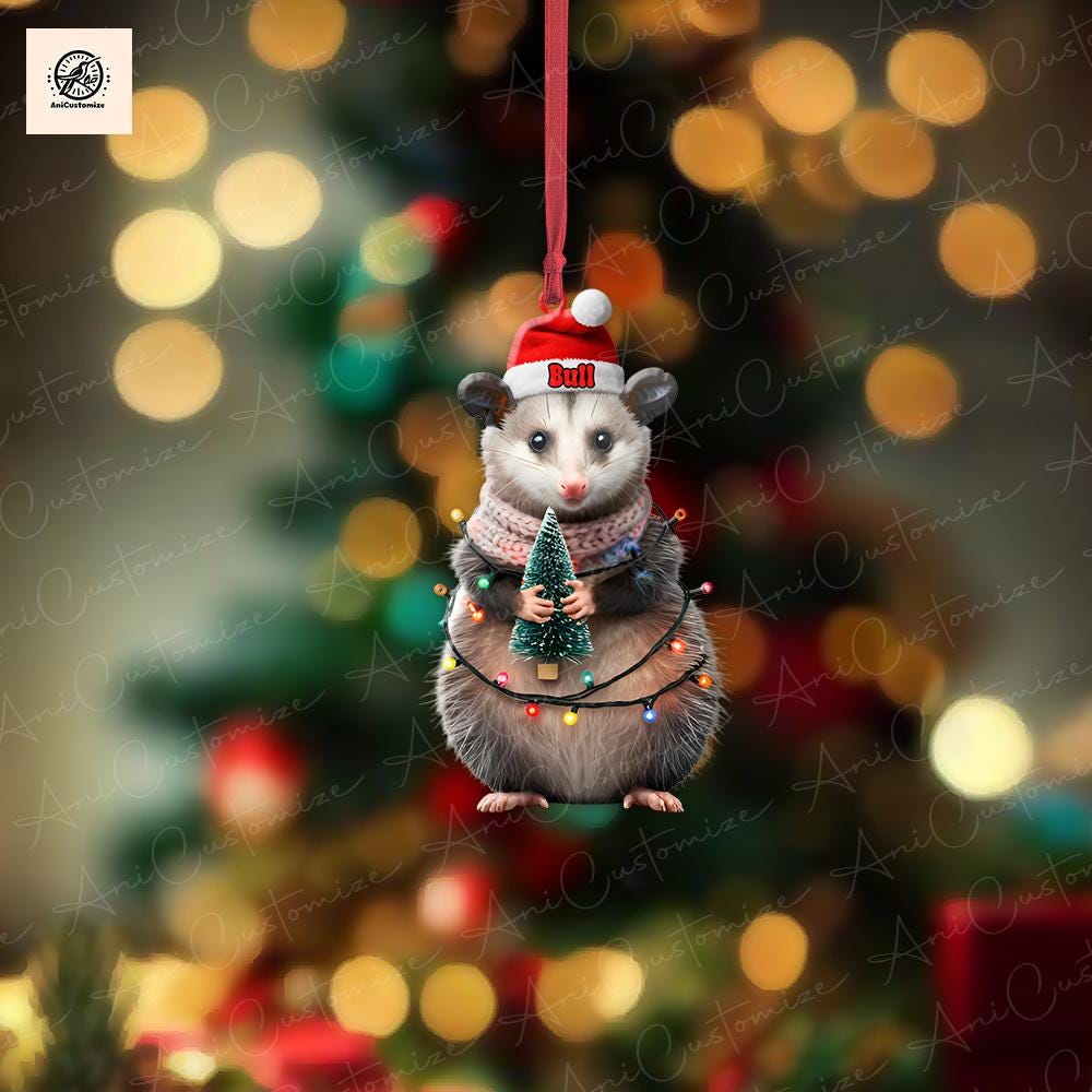 Personalized Opossum Christmas 2D FLAT Ornament Decor, Kute Xmas Animal Decor, Xmas Possum Decor, Possum lover, Possum Gift Idea,Possum Gift