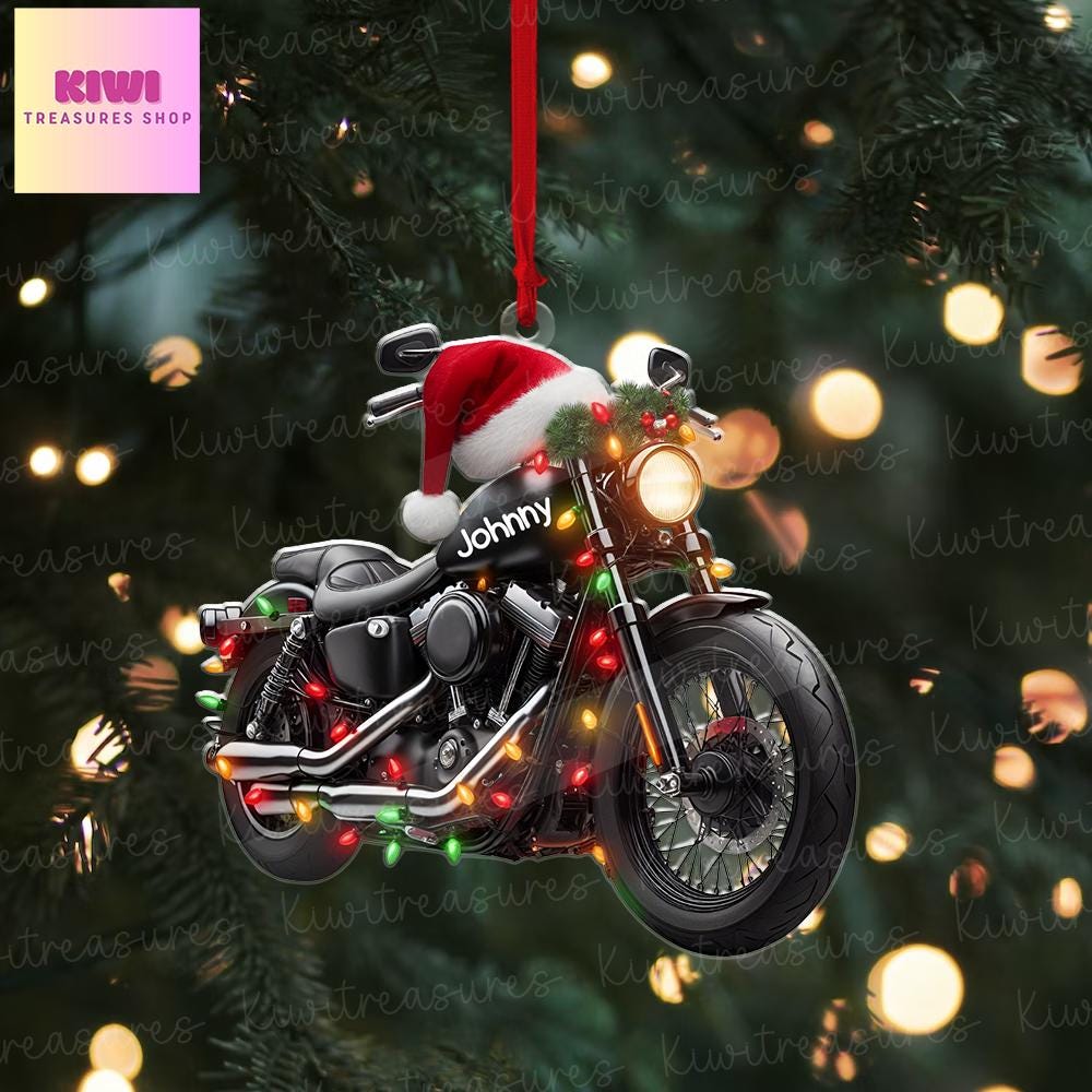Custom Motorbike Ornament, 2D Flat ornament,speed lover, racing lover christmas idea gift, Funny motorbike christmas hanging