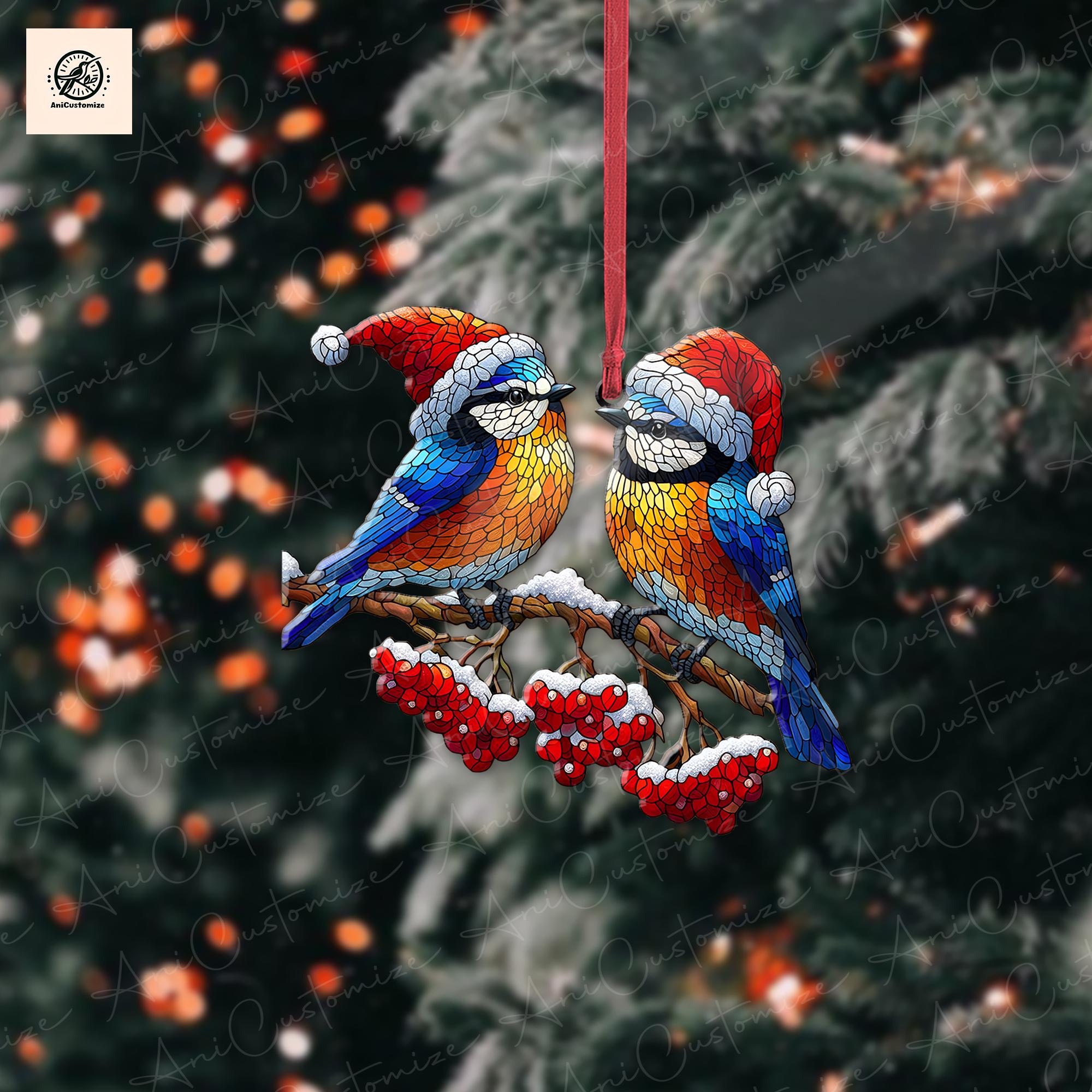 Bluebird Couple Christmas Ornament Decor, Bluebird Lover Decor, Christmas Bird Decor, Xmas Bird Gift, Xmas Tree Decor, Holiday Decoration
