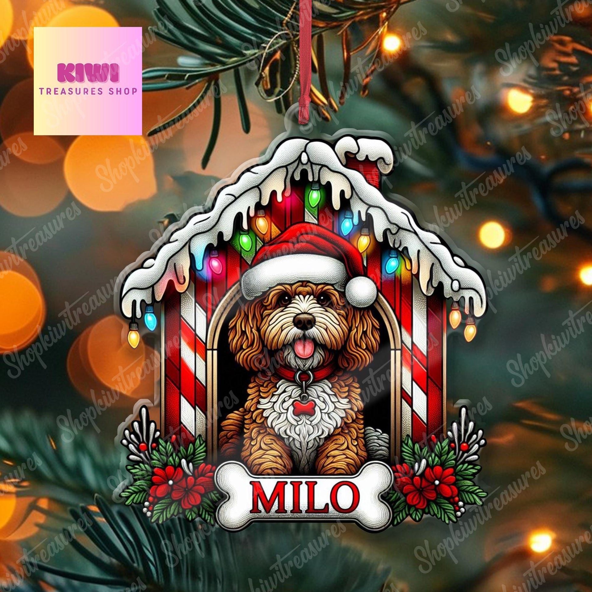 Personalized Christmas Cavapoo House Ornament Decor, Custom Dog Name Ornament, Dog House Decor, Cavapoo Lover Gift, Xmas Gift For Dog Mom