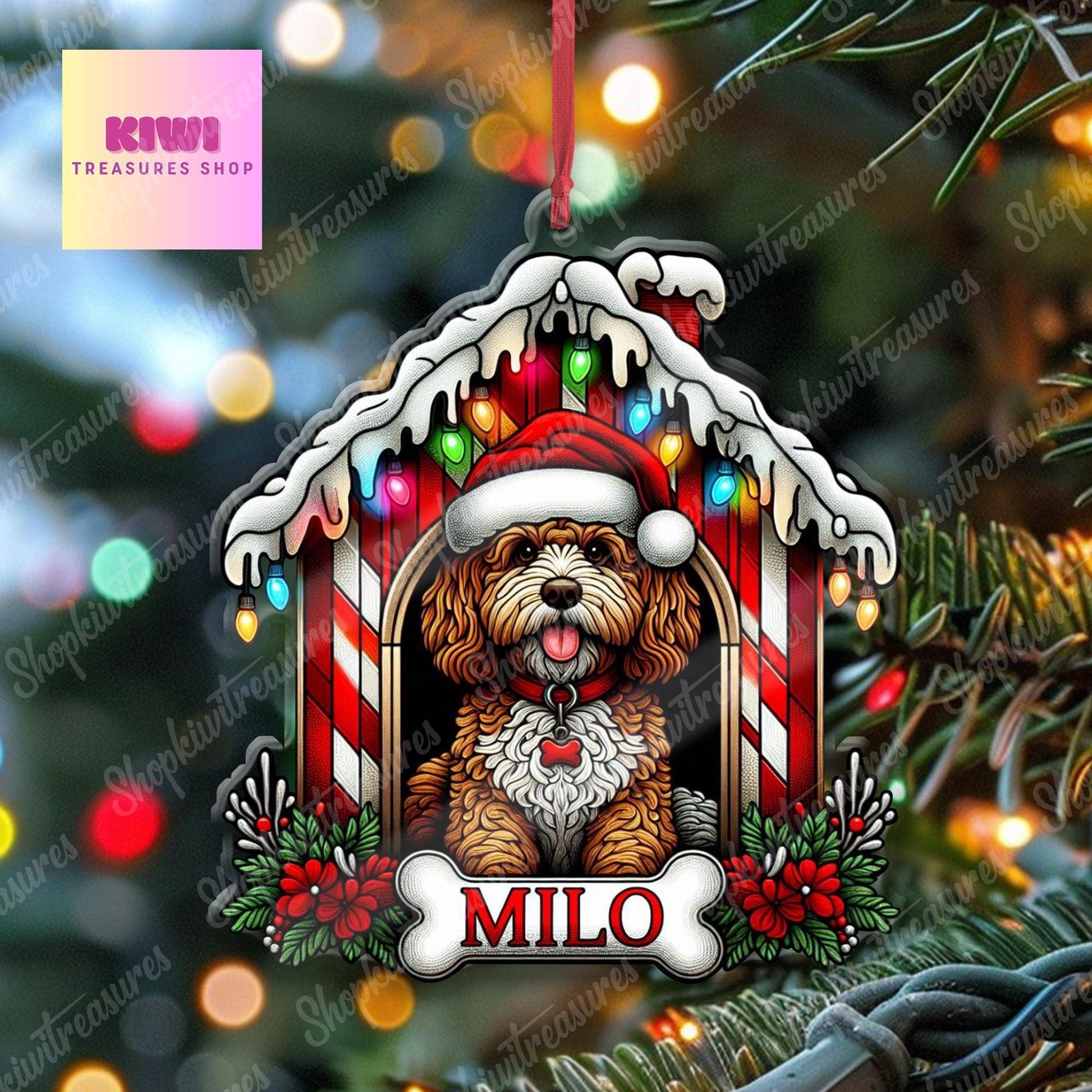 Personalized Christmas Cavapoo House Ornament Decor, Custom Dog Name Ornament, Dog House Decor, Cavapoo Lover Gift, Xmas Gift For Dog Mom