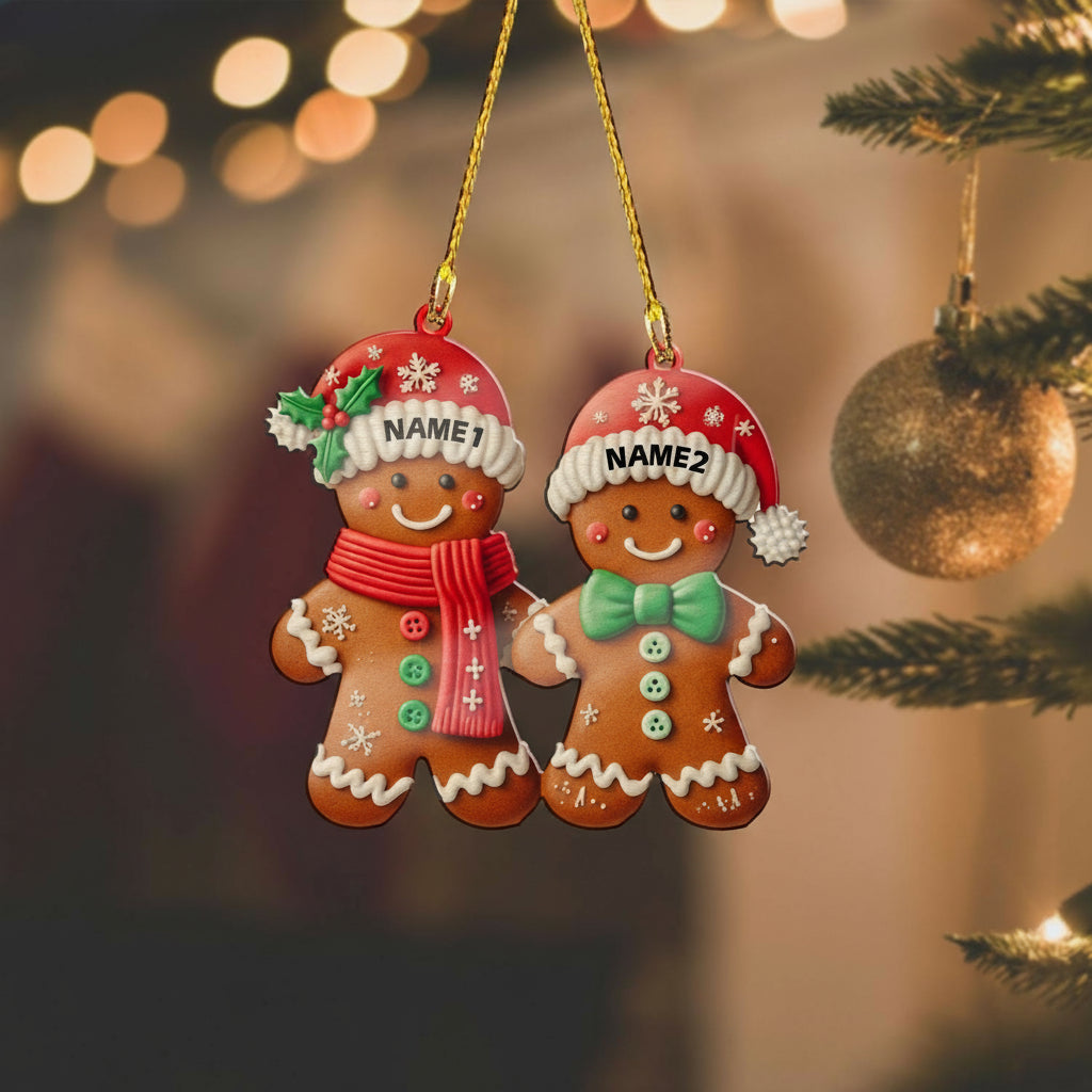 Gingerbread Couple Christmas Ornament, Xmas Tree Decor, Christmas gift, Gingerbread Lovers Gift, First Christmas Ornament Couple 2024