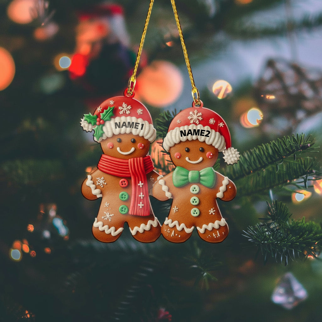 Gingerbread Couple Christmas Ornament, Xmas Tree Decor, Christmas gift, Gingerbread Lovers Gift, First Christmas Ornament Couple 2024