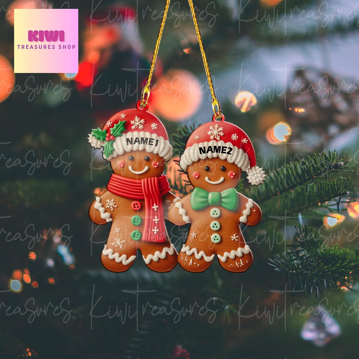 Gingerbread Couple Christmas Ornament, Xmas Tree Decor, Christmas gift, Gingerbread Lovers Gift, First Christmas Ornament Couple 2024