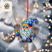 Hanukkah Gnome Acrylic Christmas Ornament Decor, Hanukkah Season Decor, Menorah, Jewish Decoration, Christmas Tree Decor, Xmas Gift Idea
