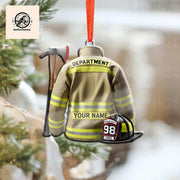 Personalized Firefighter Uniform 2D FLAT Ornament, Christmas Fireman Ornament, Firefighter Gift, Firefighter Vest Gift, Fireman Decor
