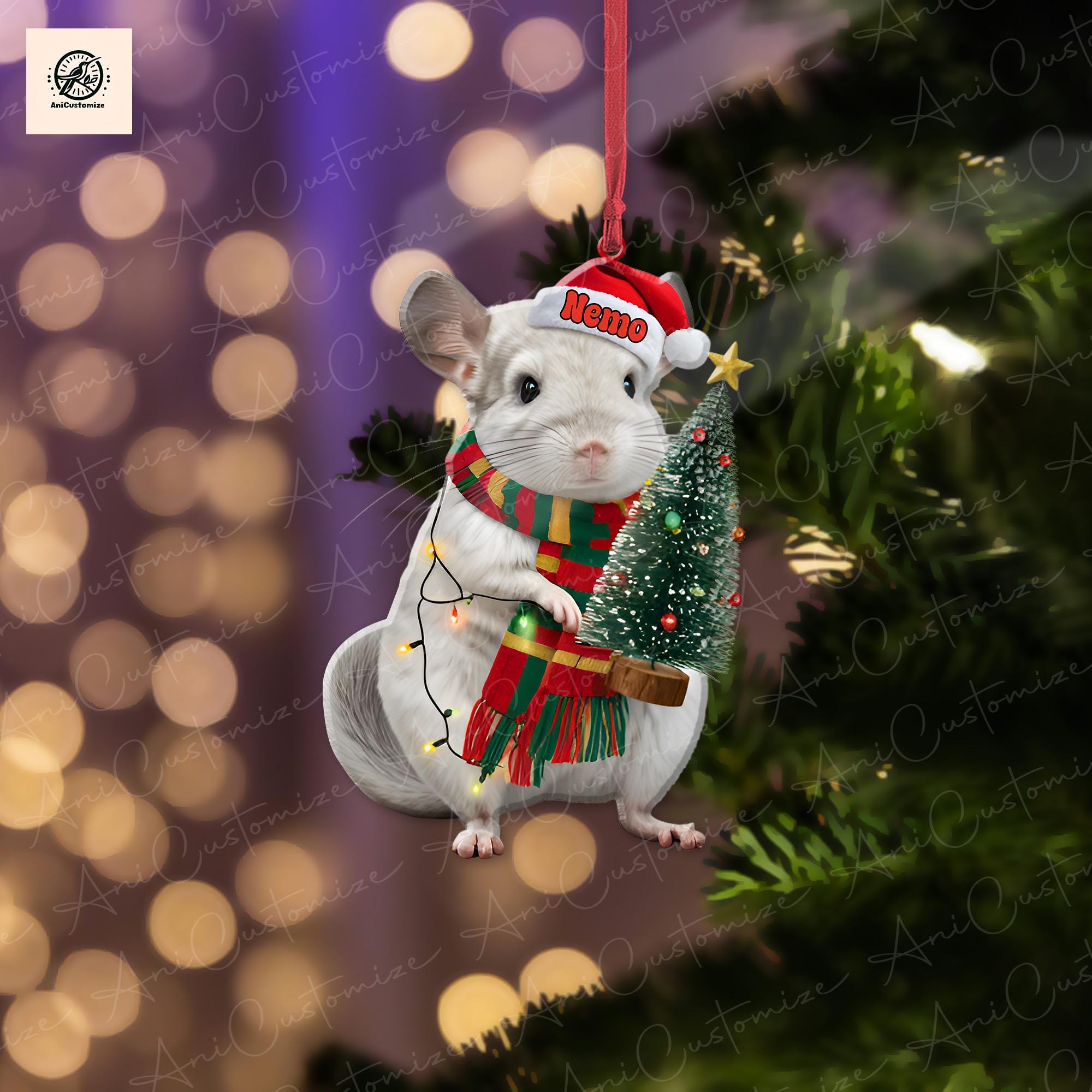 Personalized Chinchilla 2D FLAT Ornament Decor, Xmas Chinchilla Decor, Xmas Animal Decor, Chinchilla Decor, Animal Xmas Gift, Christmas Tree