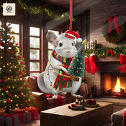 Personalized Chinchilla 2D FLAT Ornament Decor, Xmas Chinchilla Decor, Xmas Animal Decor, Chinchilla Decor, Animal Xmas Gift, Christmas Tree