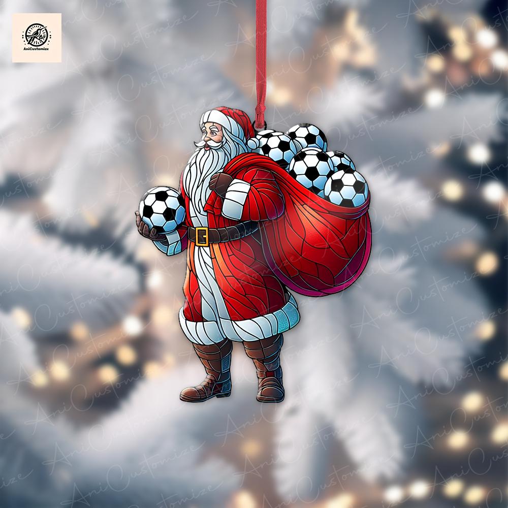 Soccer Santa Christmas Ornament, Santa Decor, Soccer Lover Gift, Soccer Player Gift, Funny Santa Decor, Funny Christmas Decor, Soccer Lover