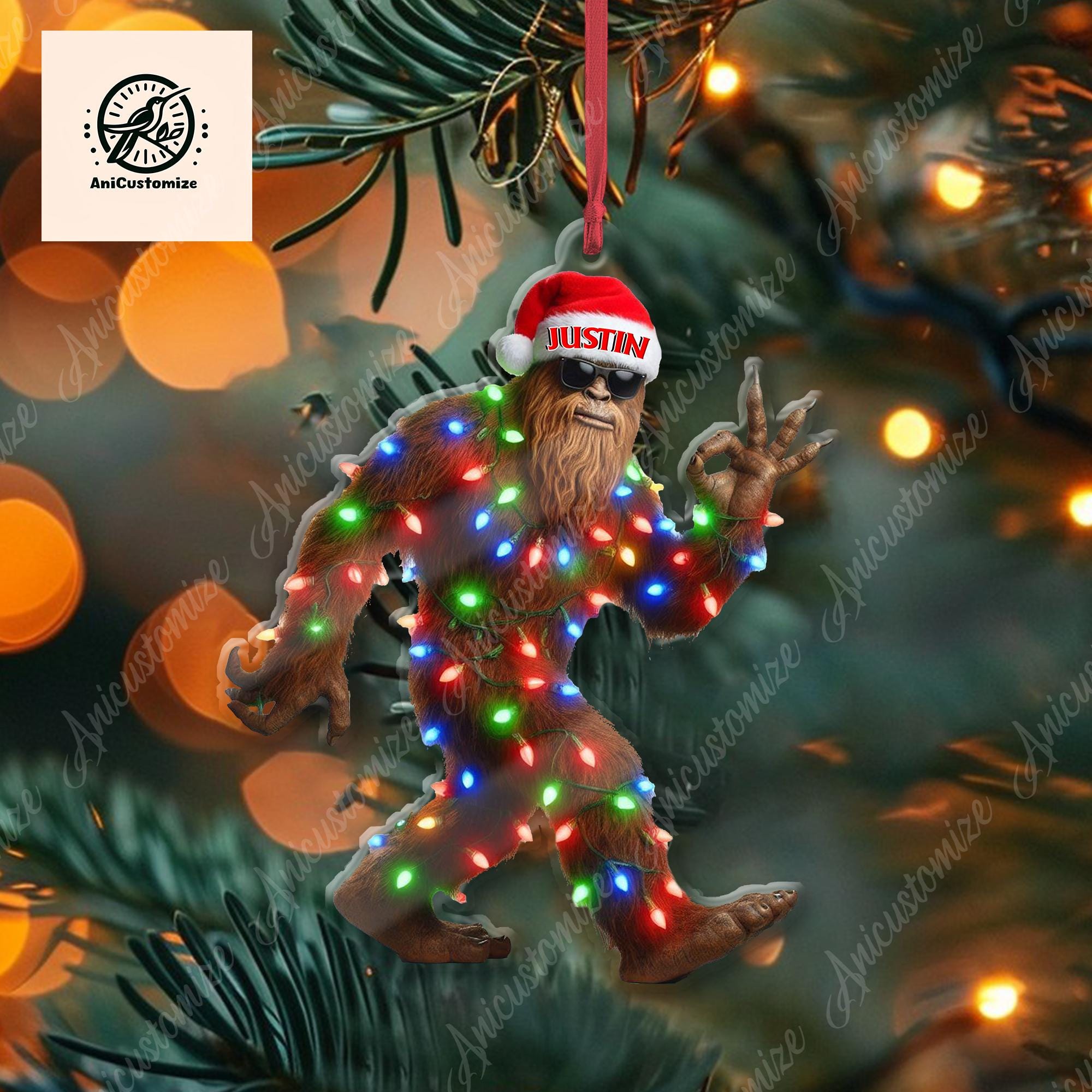 Funny Sasquatch Christmas 2D FLAT Ornament Decor, Funny ornament, Funny Gift, Bestfriend Gift, Xmas Ornament, Bigfoot Decor, Bigfoot Gift