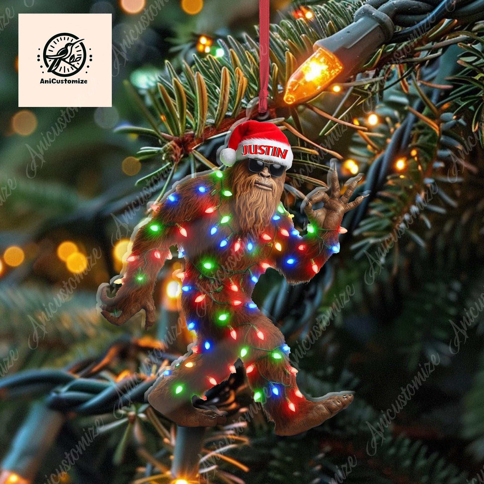 Funny Sasquatch Christmas 2D FLAT Ornament Decor, Funny ornament, Funny Gift, Bestfriend Gift, Xmas Ornament, Bigfoot Decor, Bigfoot Gift
