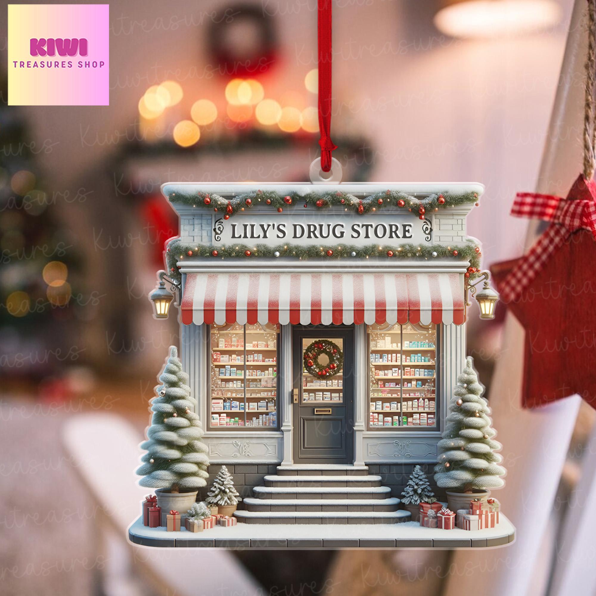Personalized Drug Store 2D FLAT Ornament, Pharmacist Christmas Ornament, Pharmacy Decoration, Christmas Medical Decor, Christmas tree Decor