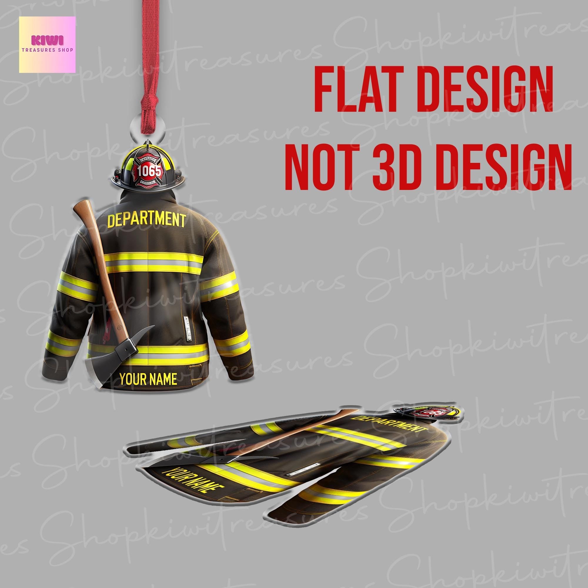 Personalized Firefighter dept Christmas Ornament, Flat 2D  ornament, Christmas gift, Firefighter team gift, gift for dad, unique idea gift