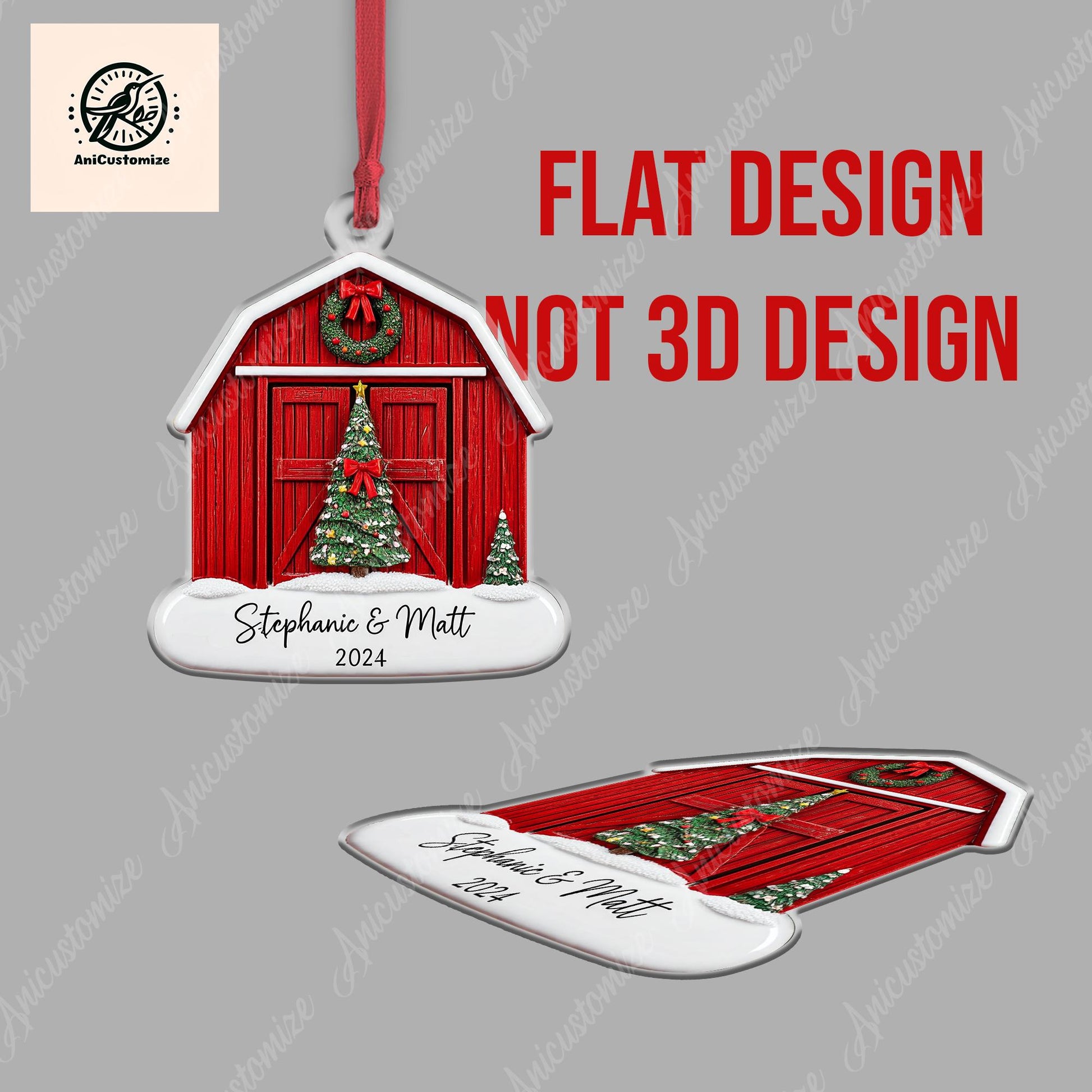 Custom Farm Christmas Acrylic Ornaments 2024, Red Barn Ornaments, Farmhouse Decor, Gift for Farmer Family Friend, Farmhouse Gift, Barn Decor