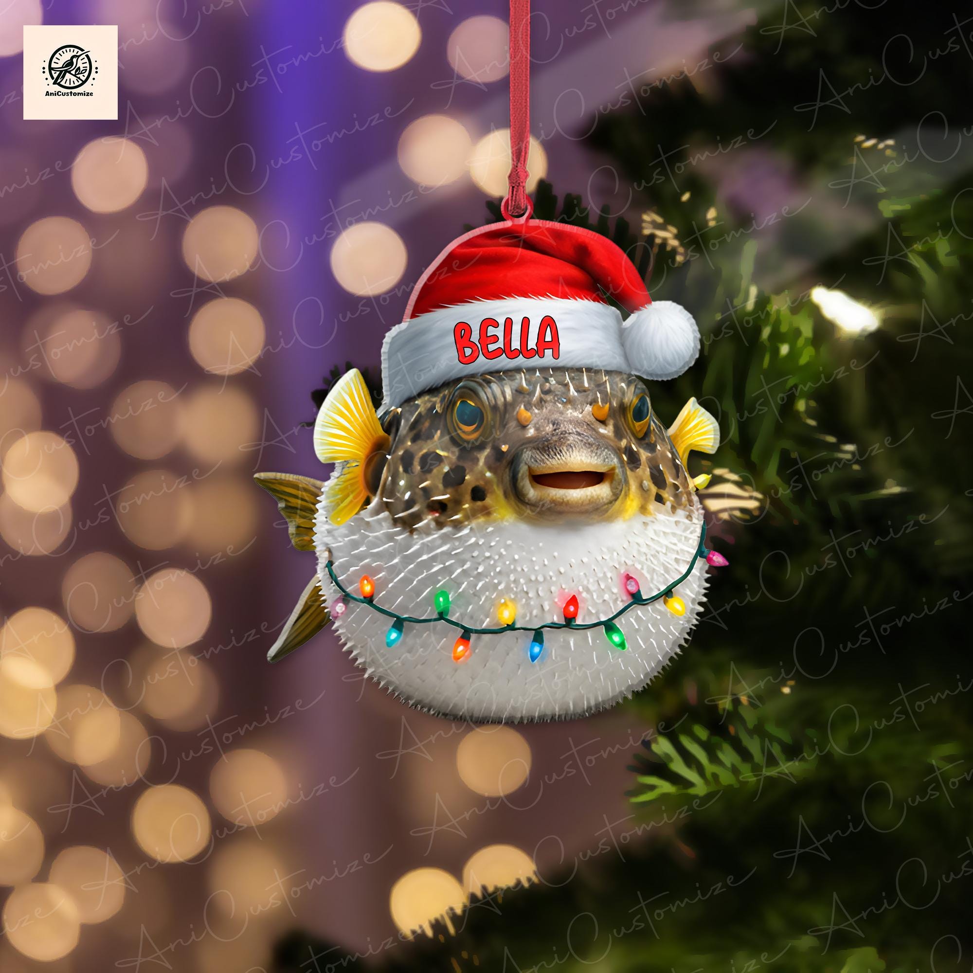 Funny Puffer Fish 2D FLAT Ornament, Puffer Fish Ornament, Fish Lover Decor, Christmas Tree Decoration, Holiday Fish Decor, Christmas Gift