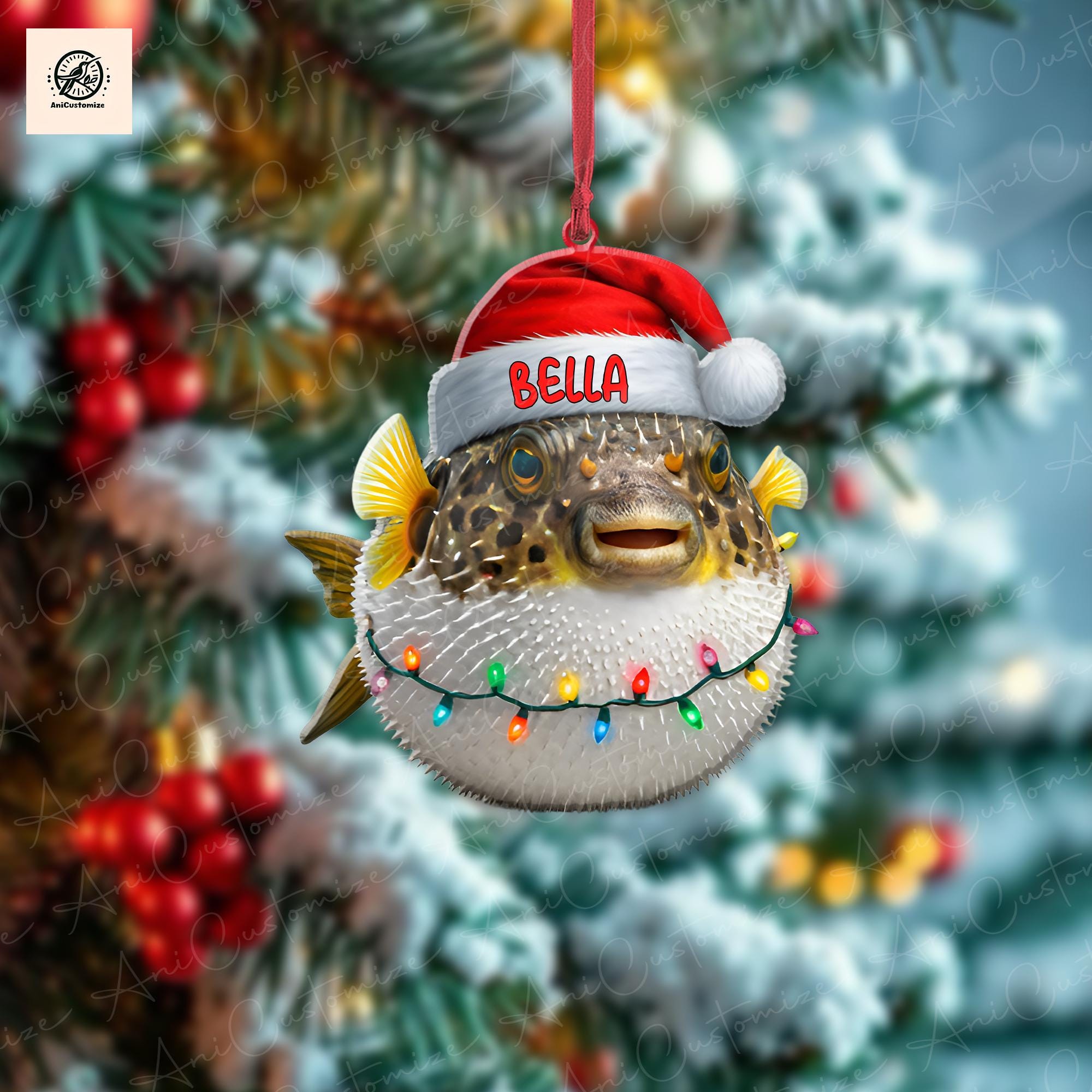 Funny Puffer Fish 2D FLAT Ornament, Puffer Fish Ornament, Fish Lover Decor, Christmas Tree Decoration, Holiday Fish Decor, Christmas Gift