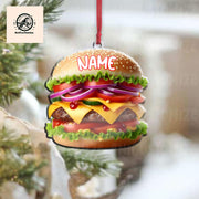 Personalized Cheeseburger 2D FLAT Ornament, Cheeseburger Lover Decor, Hamburger Ornament, Foodie Xmas, Funny Food Gifts,Gift For Food Junkie