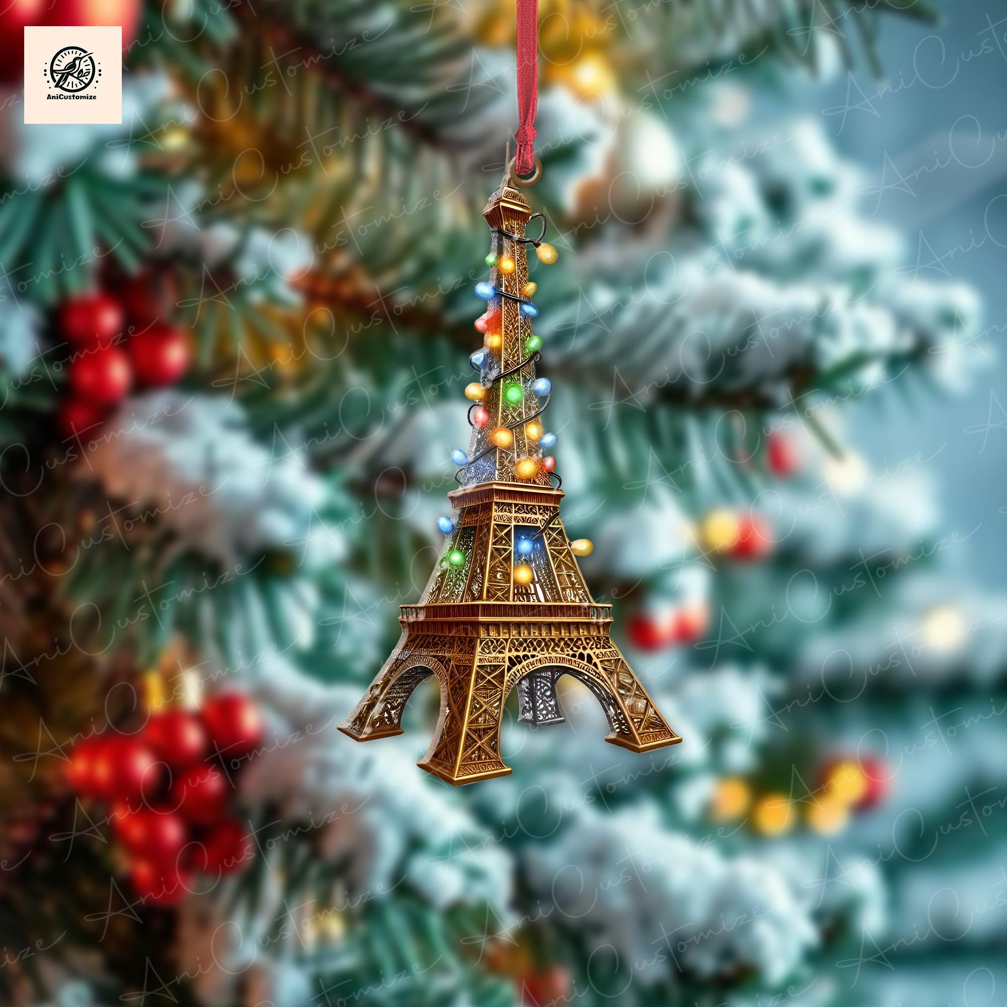 Personalized Eiffel Tower Ornament, 2D FLAT Eiffel Towel Christmas Ornament, Travel Lover Gifts, France Lover Gifts, Christmas Keepsake