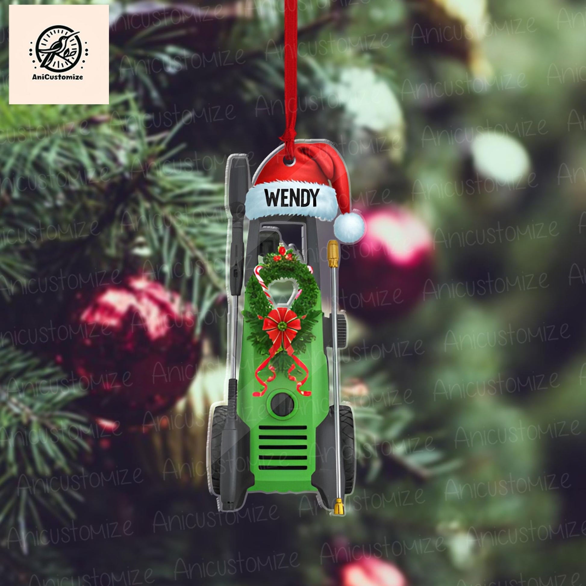 Personalized Pressure Washer 2D FLAT Ornament, Car Washer Ornament, Car Detailer Decor, Christmas Car Washer, Christmas Tree Decor