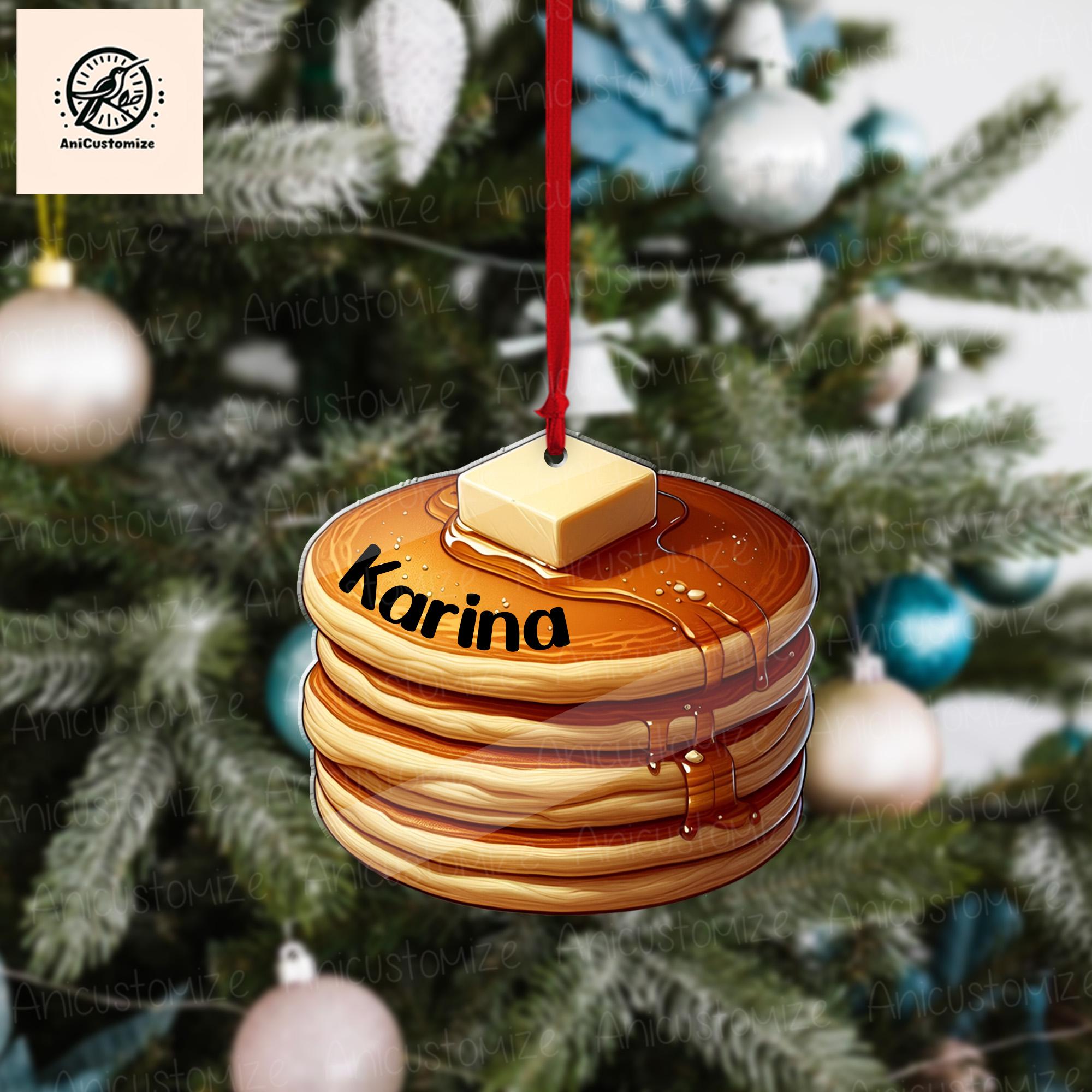 Personalized Pancake Ornament, 2D FLAT Christmas Ornament, Breakfast Food Foodie Lover Food Christmas Ornament, Funny Ornament Gift