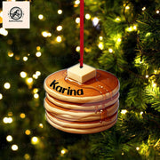 Personalized Pancake Ornament, 2D FLAT Christmas Ornament, Breakfast Food Foodie Lover Food Christmas Ornament, Funny Ornament Gift