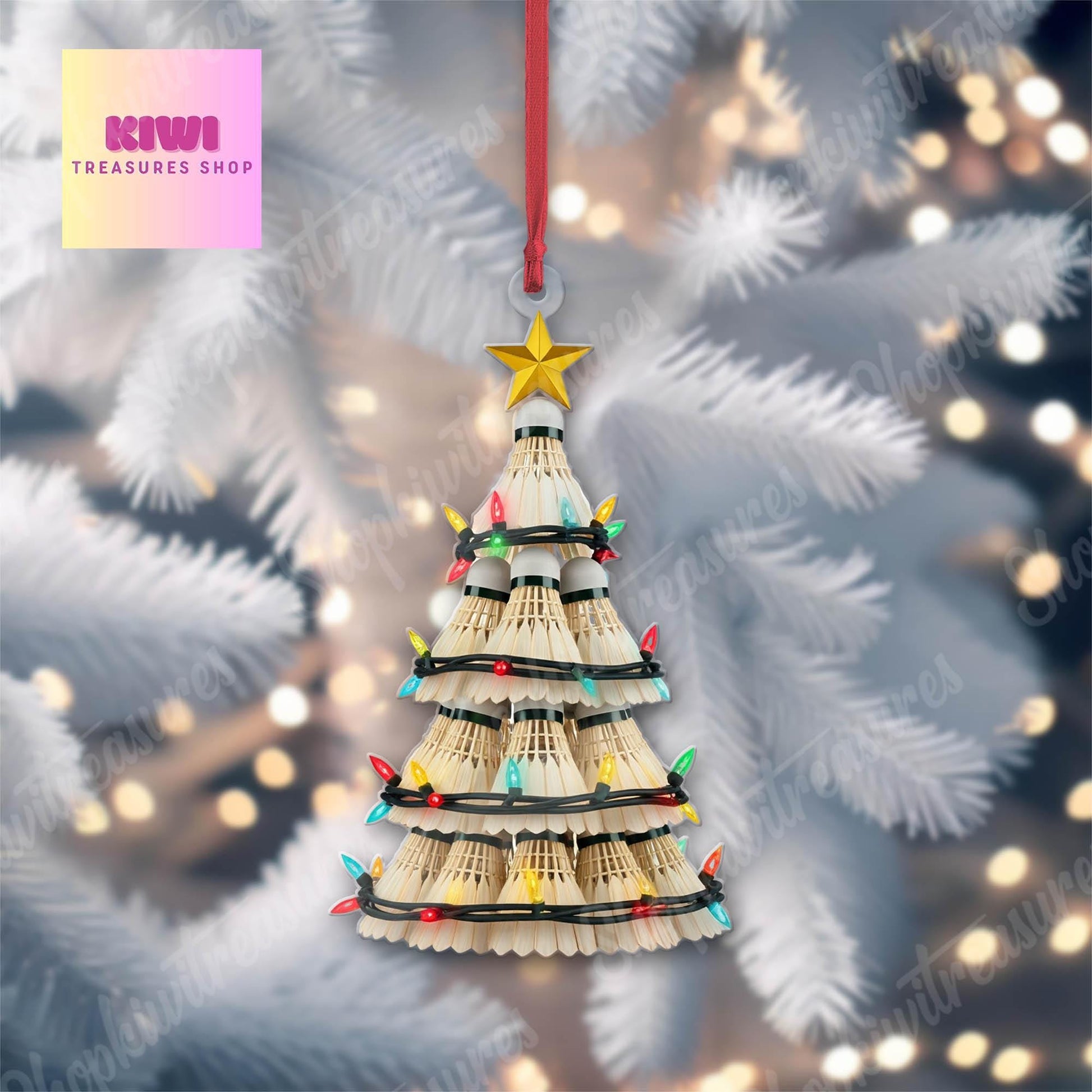 Badminton Christmas tree Ornament, 2d FLAT Badminton ornament, Badminton  ornament, gift for her, sport lover gift