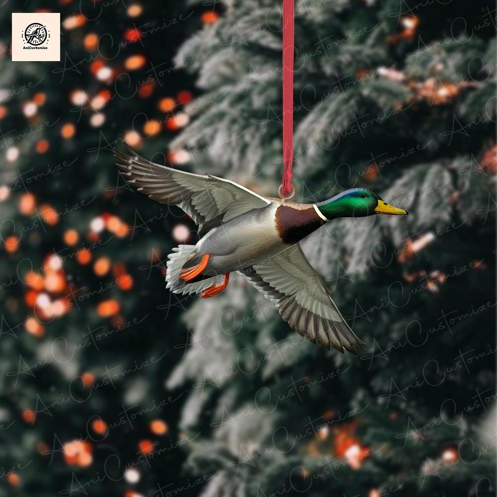 Christmas Mallard Duck 2D FLAT Ornament, Duck Christmas Decor, Funny Xmas Gift, Funny Decor, Duck Lover Gift, Mallard Duck Ornament