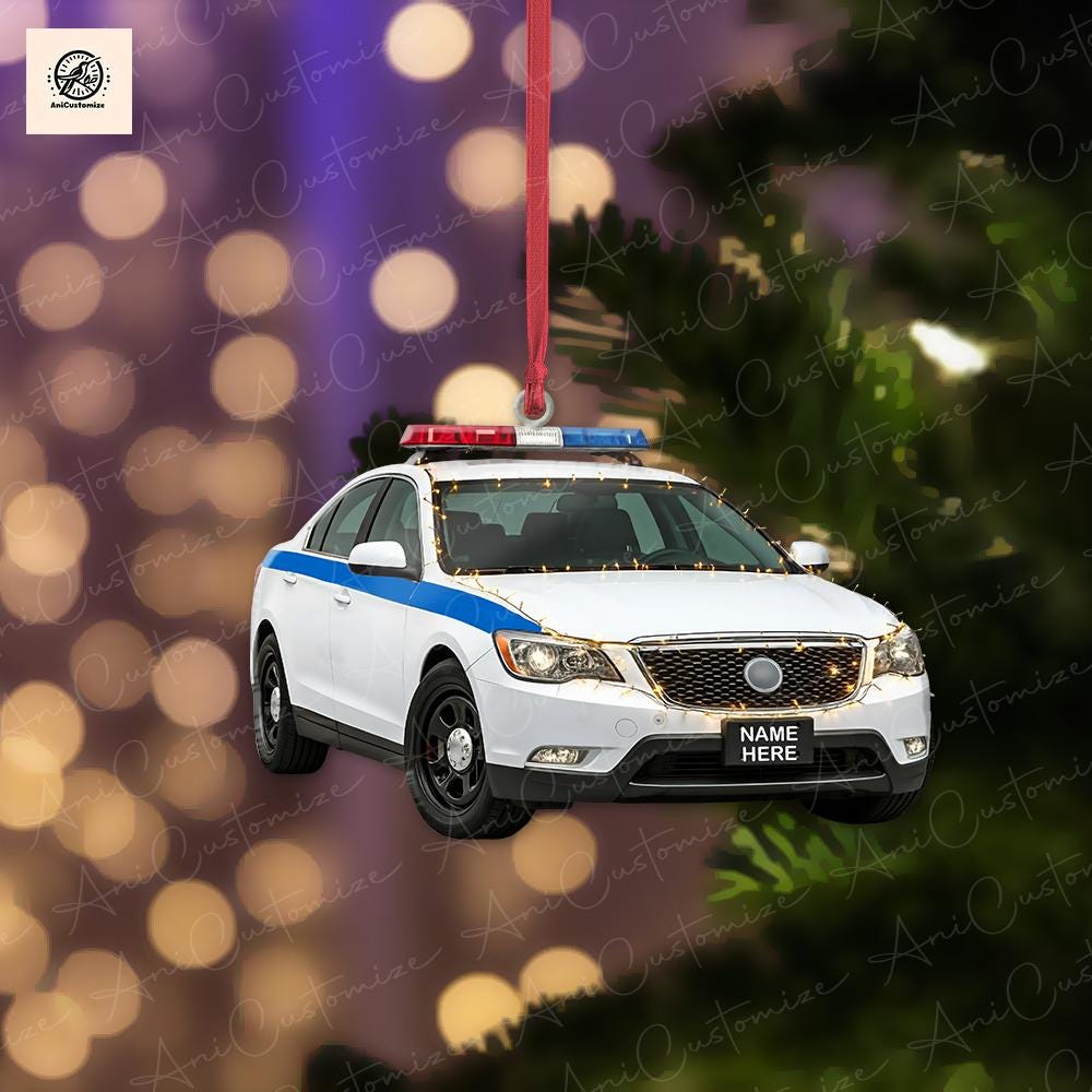 Personalized Police Car 2D FLAT Christmas Ornaments, Police Man Ornaments, Ornaments For Police Women, Christmas Ornaments, Tree Ornaments