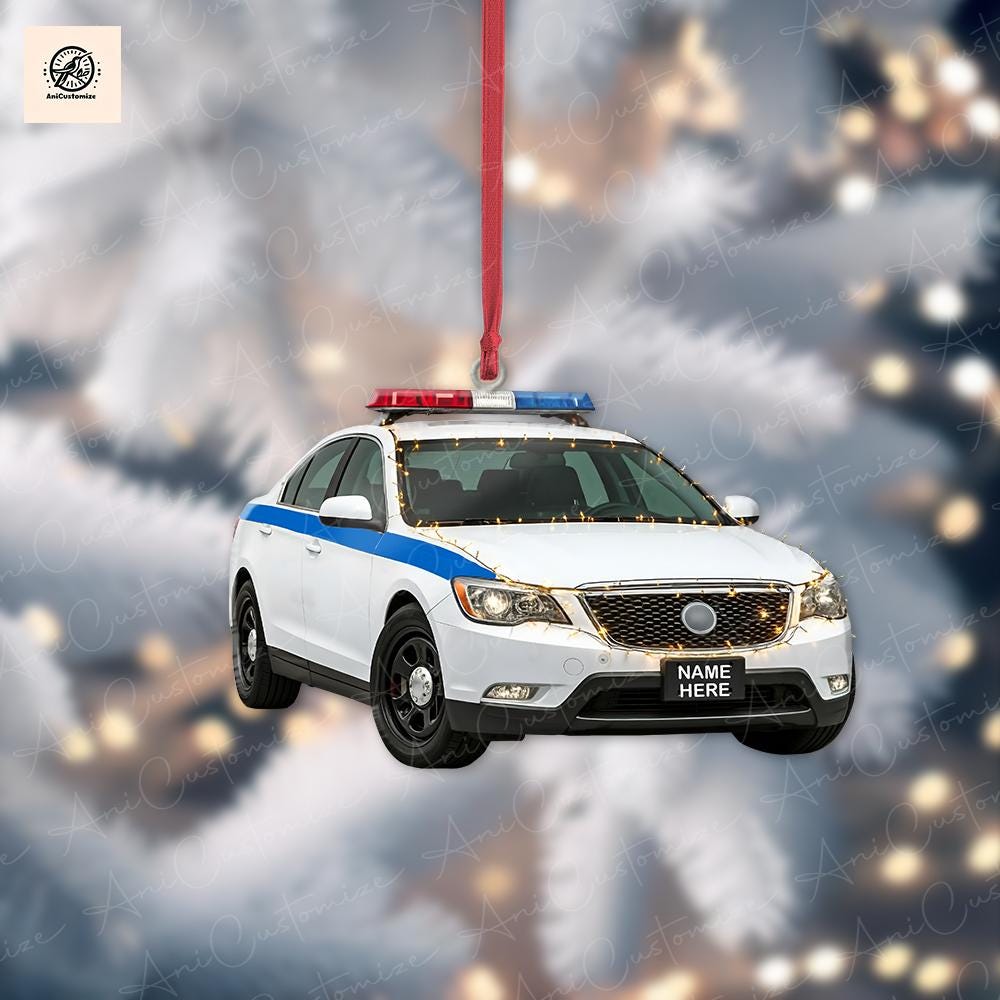 Personalized Police Car 2D FLAT Christmas Ornaments, Police Man Ornaments, Ornaments For Police Women, Christmas Ornaments, Tree Ornaments
