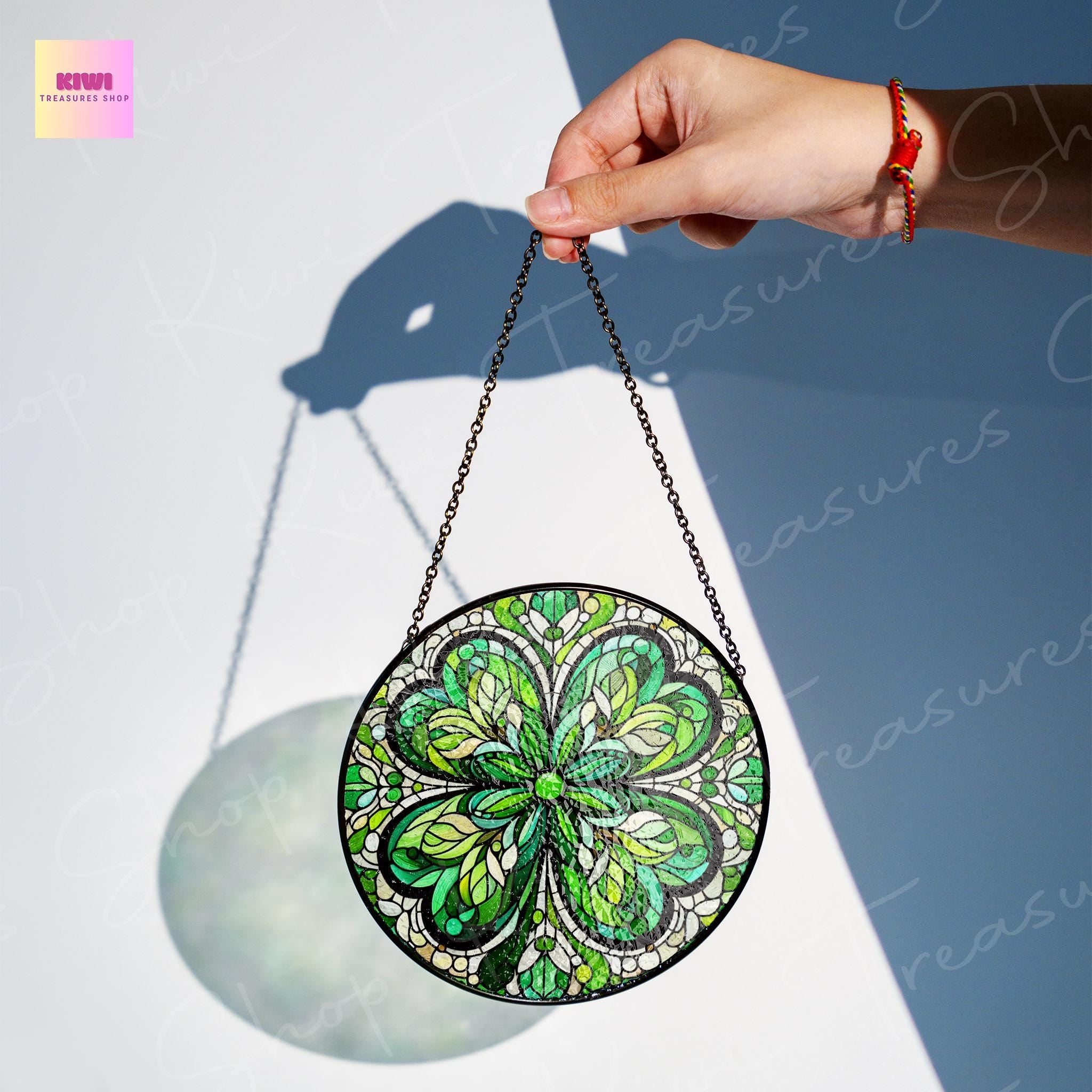 Shamrock clover GLASS Suncatcher Hanging, Ireland Wall Art, Window Hanging, Indoor Decor, Irish window decor, St Patrick day decor