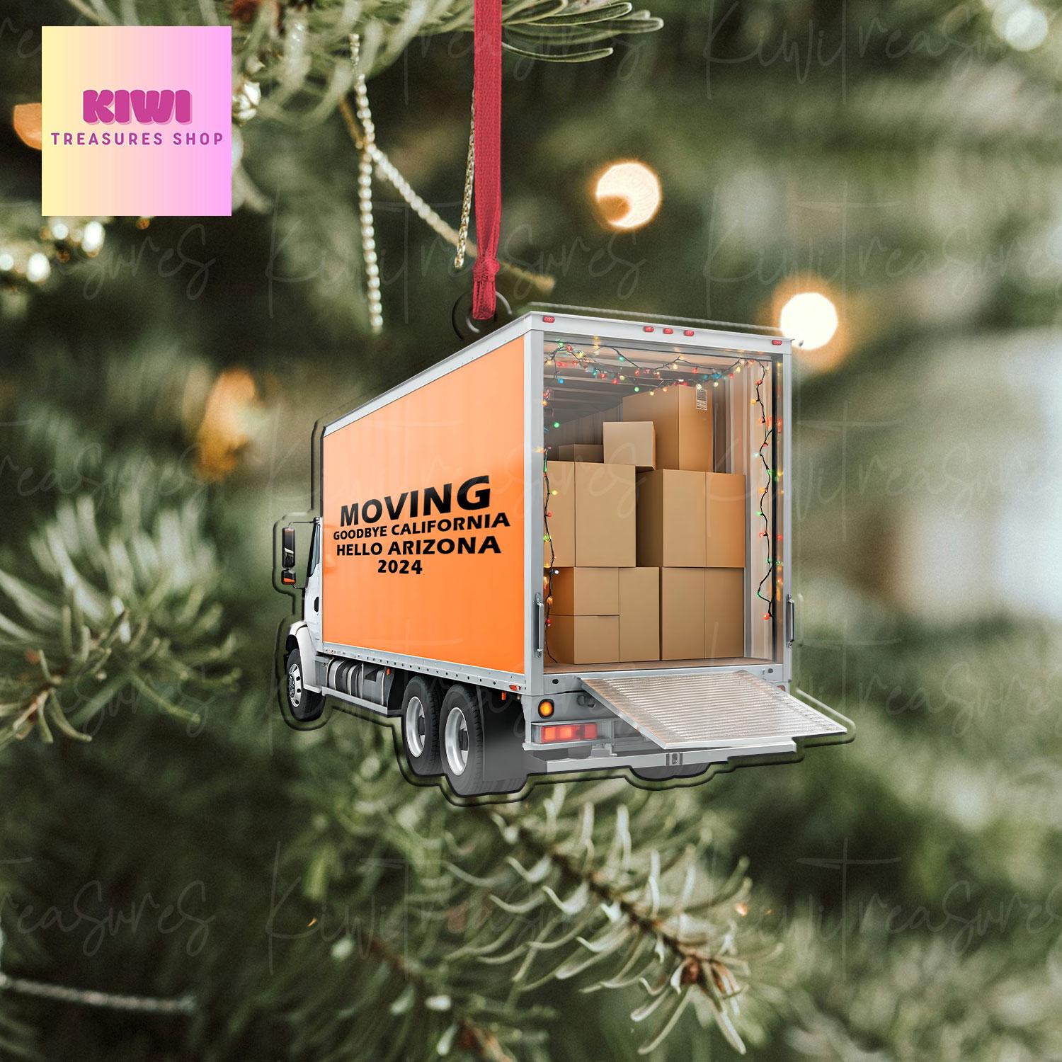 Personalized Moving truck Xmas Ornament, 2d Flat box truck ornament, Christmas decor, truck driver idea gift, exchange gift, custom ornament