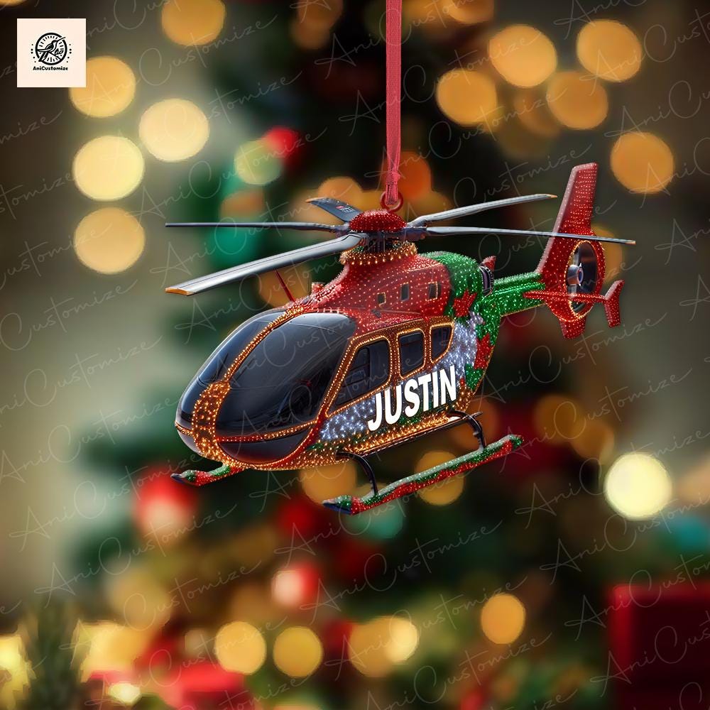 Personalized Helicopter 2D FLAT Ornament Decor, Helicopter Xmas Decor, Custom Pilot Gift, Christmas Gift For Pilot, Xmas Gift Idea