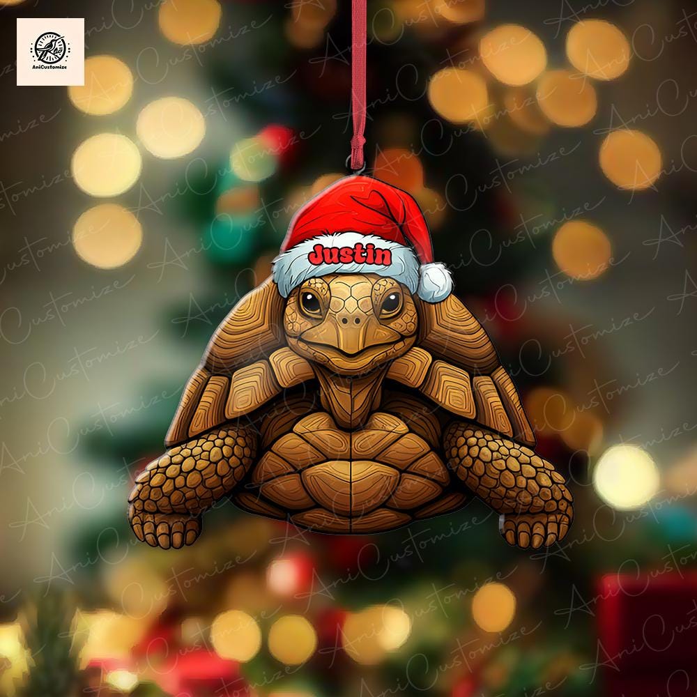 Personalized Christmas Tortoise Ornament Decor, Tortoise mom Gift, Tortoise Lover Decor, Gift For her, Xmas Animal Decor, Funny Xmas Decor
