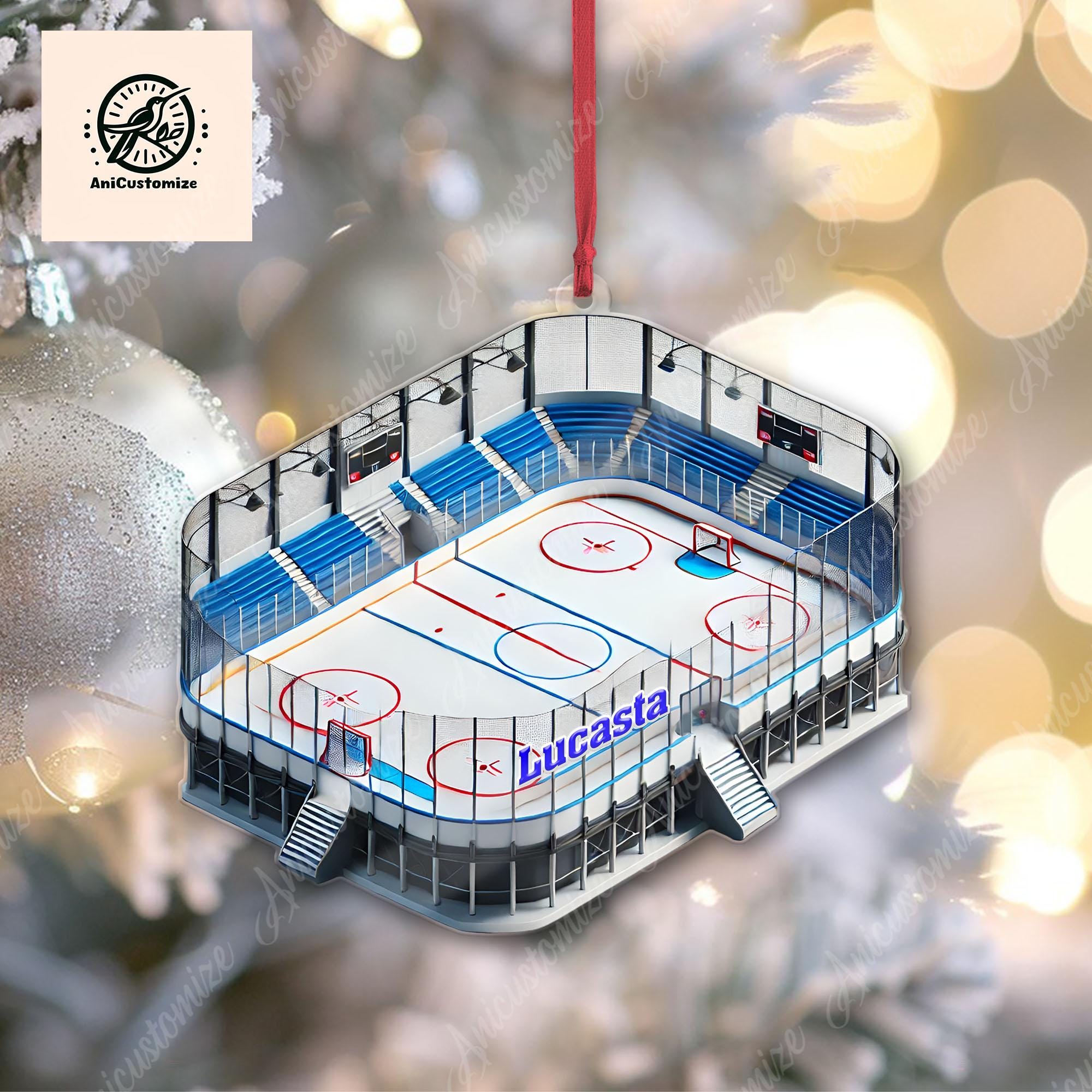 Personalized Ice Hockey Court 2D FLAT Ornament, Ice Hockey Coach Keepsake, Ice Hockey Lover Gift, Sport Ornament, Christmas Sport Decor