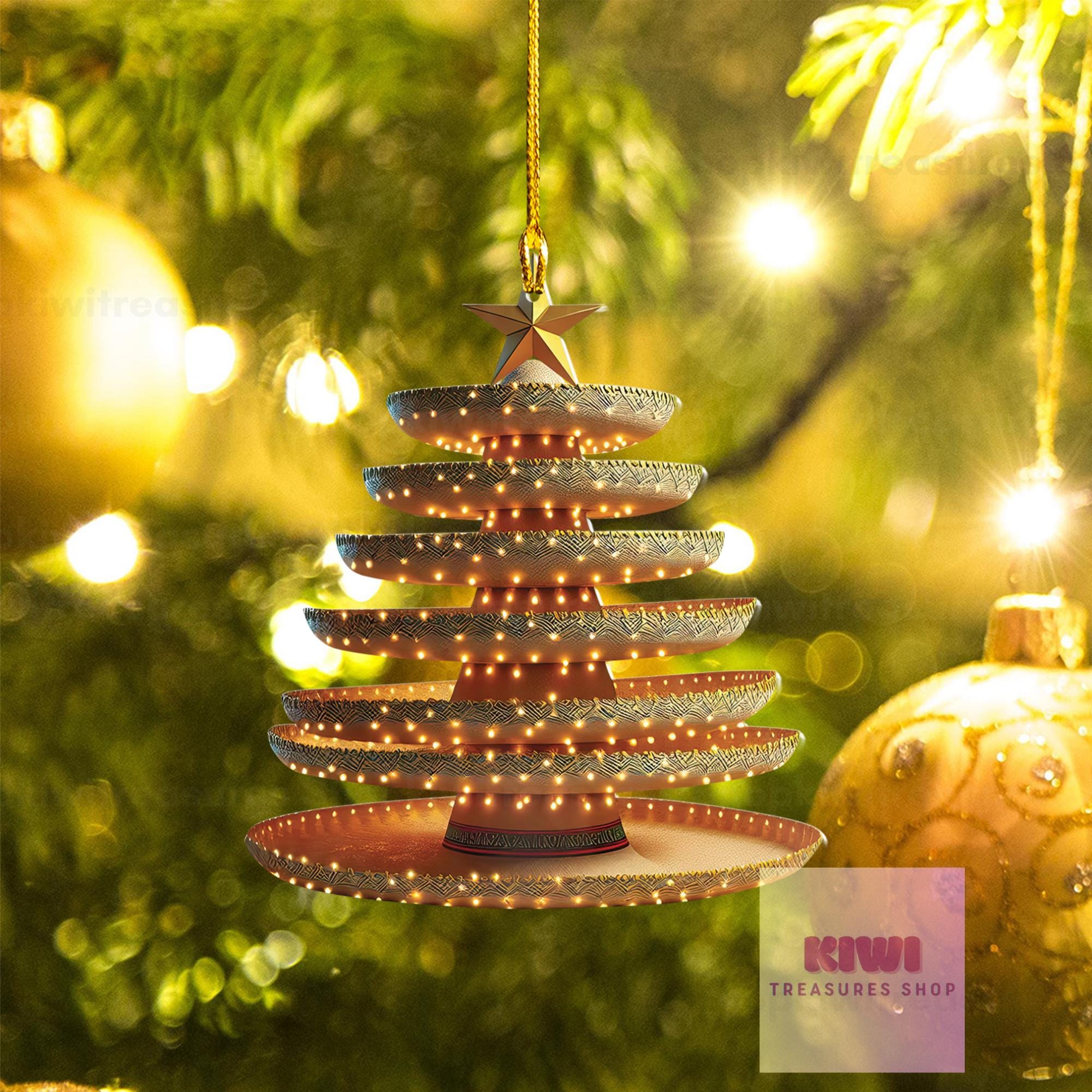 Sombreros Christmas Tree Ornament, 2d FLAT ornament, Feliz Navidad Ornament, Latin Mexican Gift, Christmas Gift For Mexican decor